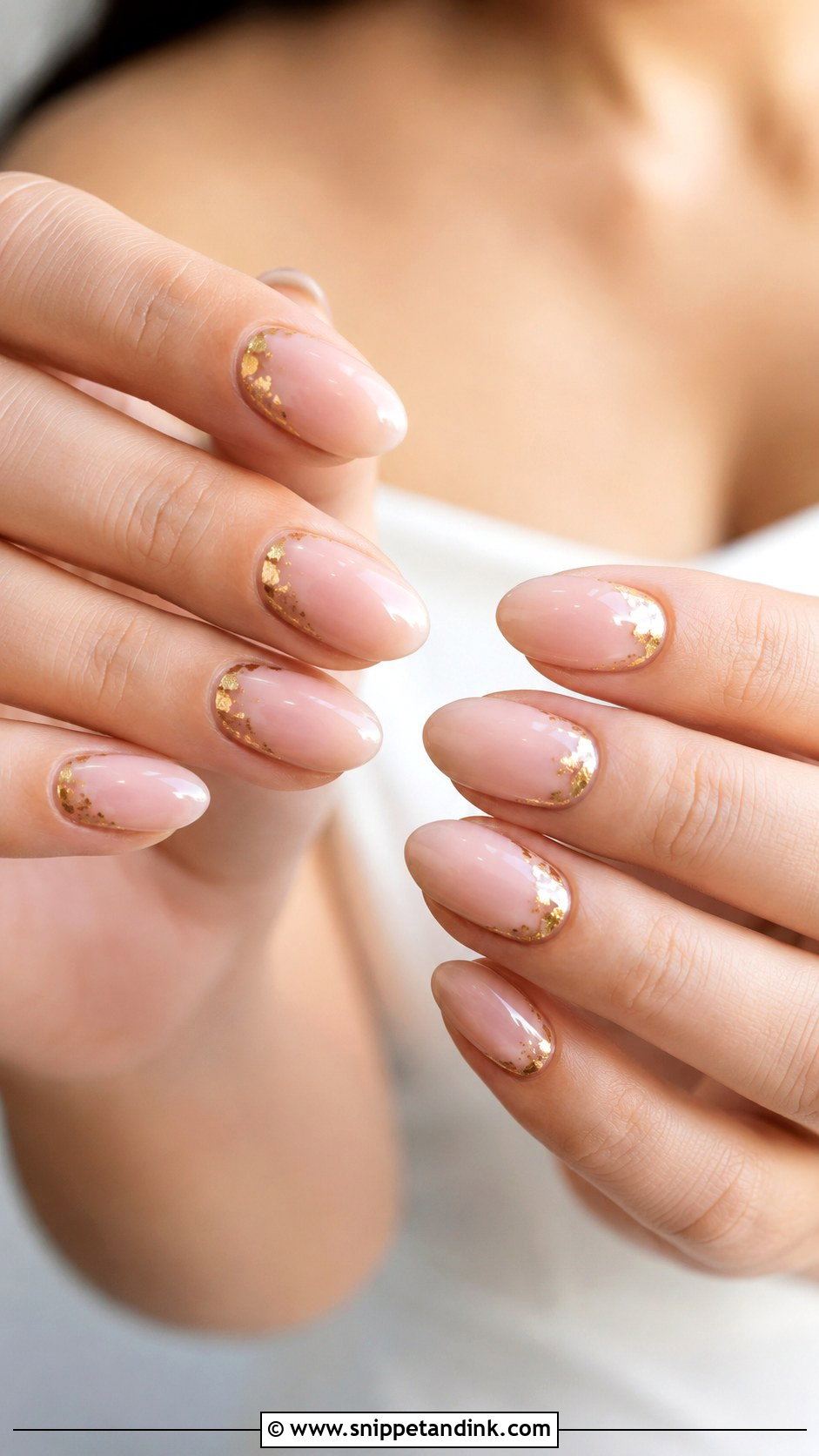 Gold Foil Wedding Nails - Snippet and Ink - 30 Elegant Nail Art Wedding Ideas