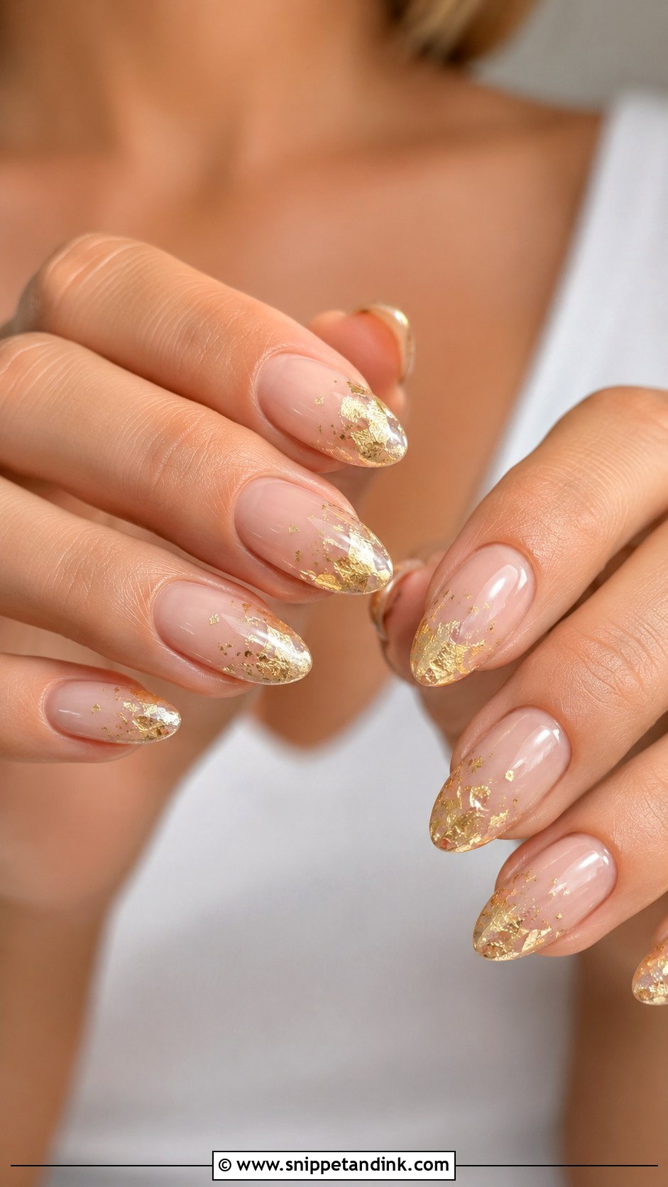 Gold Foil Wedding Nails - Snippet and Ink - 30 Elegant Wedding Nails for Bride