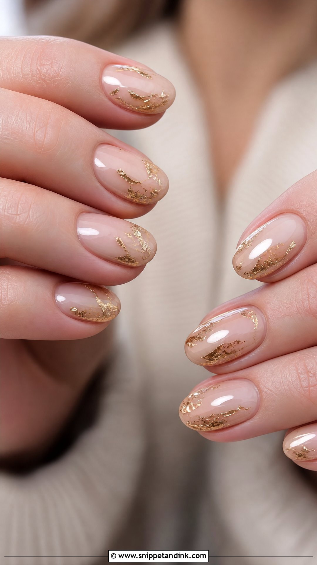 Gold Foil Wedding Nails - Snippet and Ink - 35 Nail Art Wedding Ideas