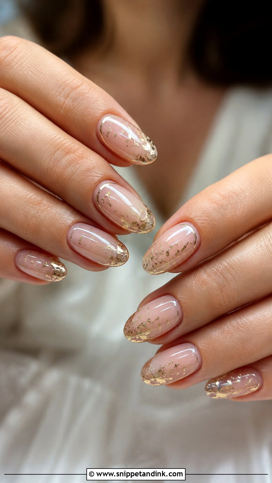 Gold Foil Wedding Nails - Snippet and Ink - 20 Wedding Nails 2025 Bride