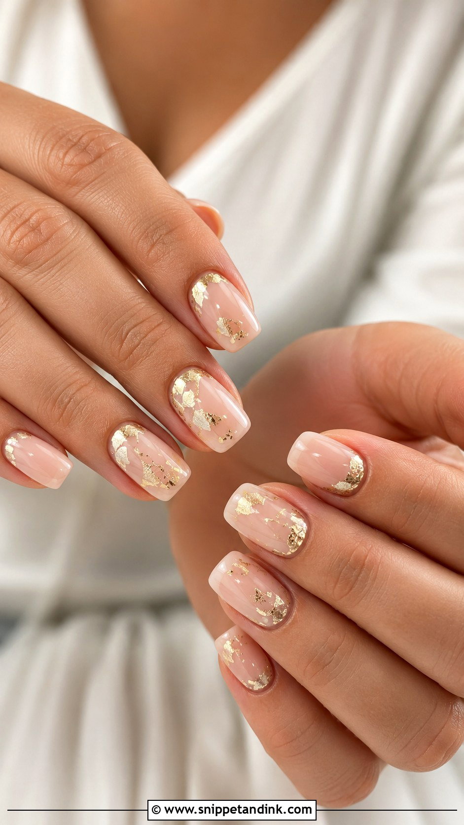 Gold Foil Wedding Nails - Snippet and Ink - 20 Bridal Manicure Wedding Nails Ideas
