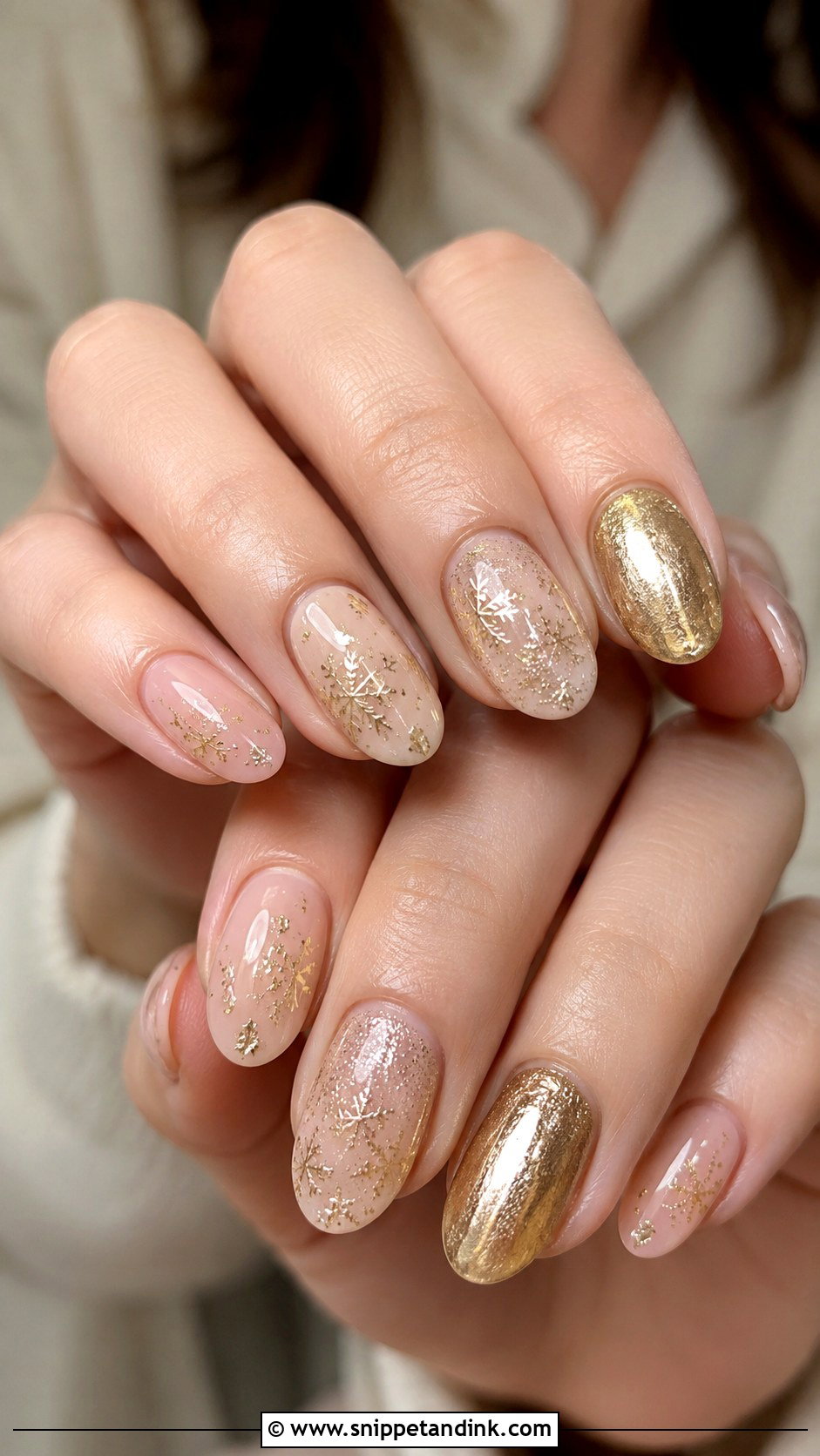Gold Foil Winter Bridal Nails - Snippet and Ink - 20 Winter Bridal Nails