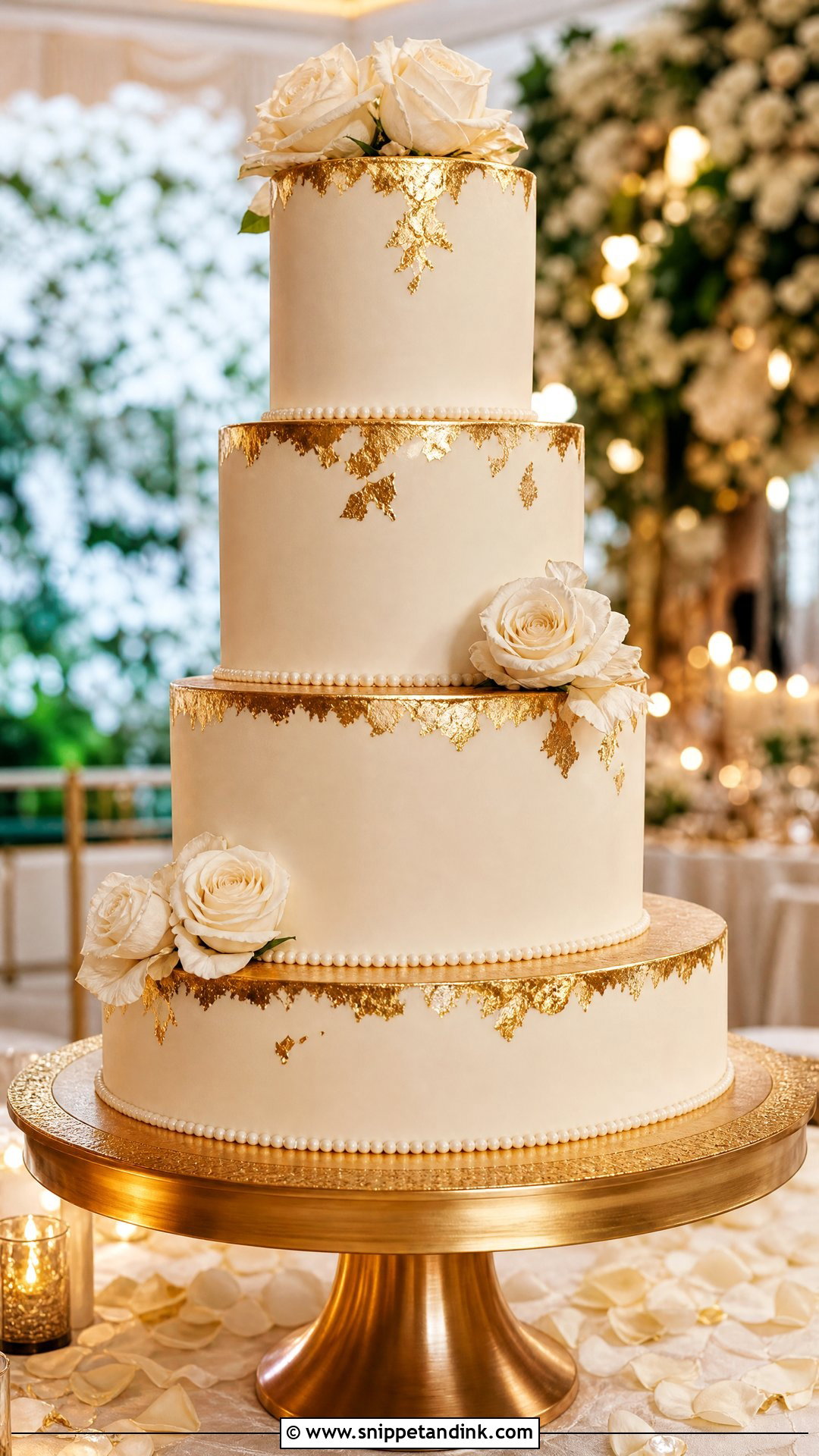 Gold Fondant Wedding Cake - Snippet and Ink - 35 Fondant Cakes for Wedding