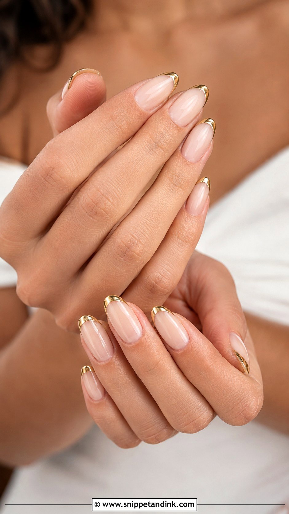 Gold French Bridal Nails - Snippet and Ink - 30 Bridal Nail Designs