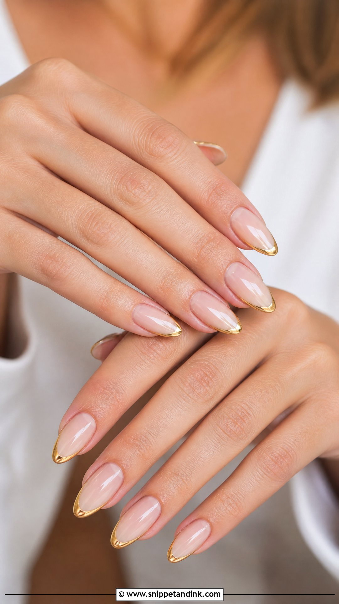Gold French Bridal Nails - Snippet and Ink - 25 Bridal Nails 2025
