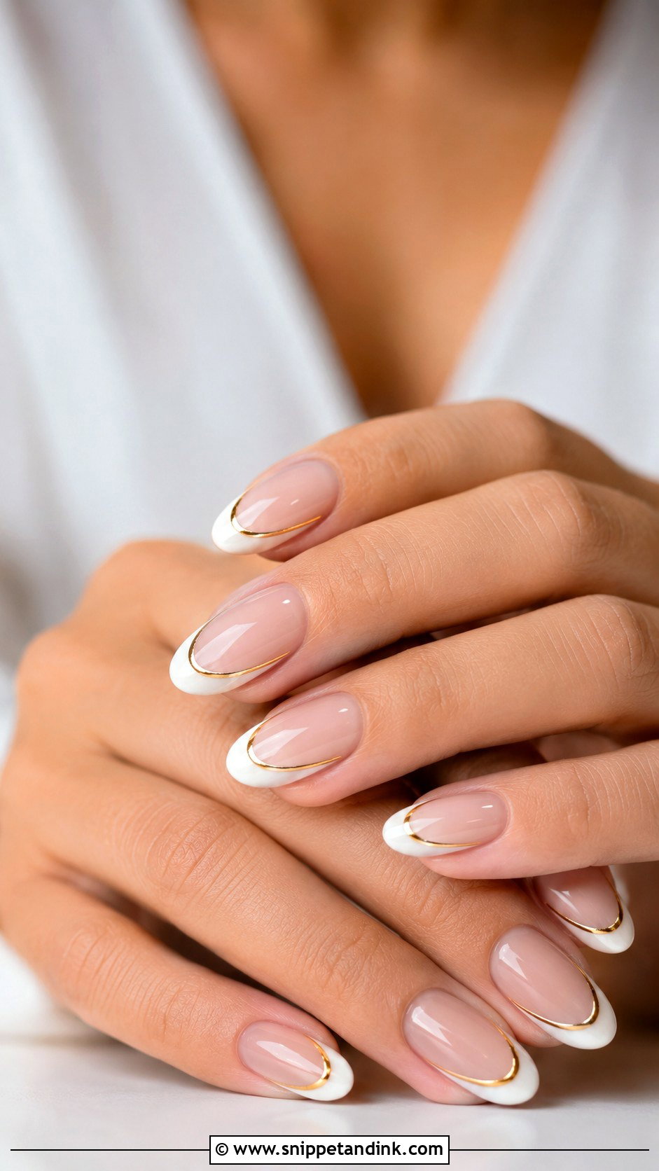 Gold French Bridal Wedding Nails - Snippet and Ink - 20 French Bridal Wedding Nails