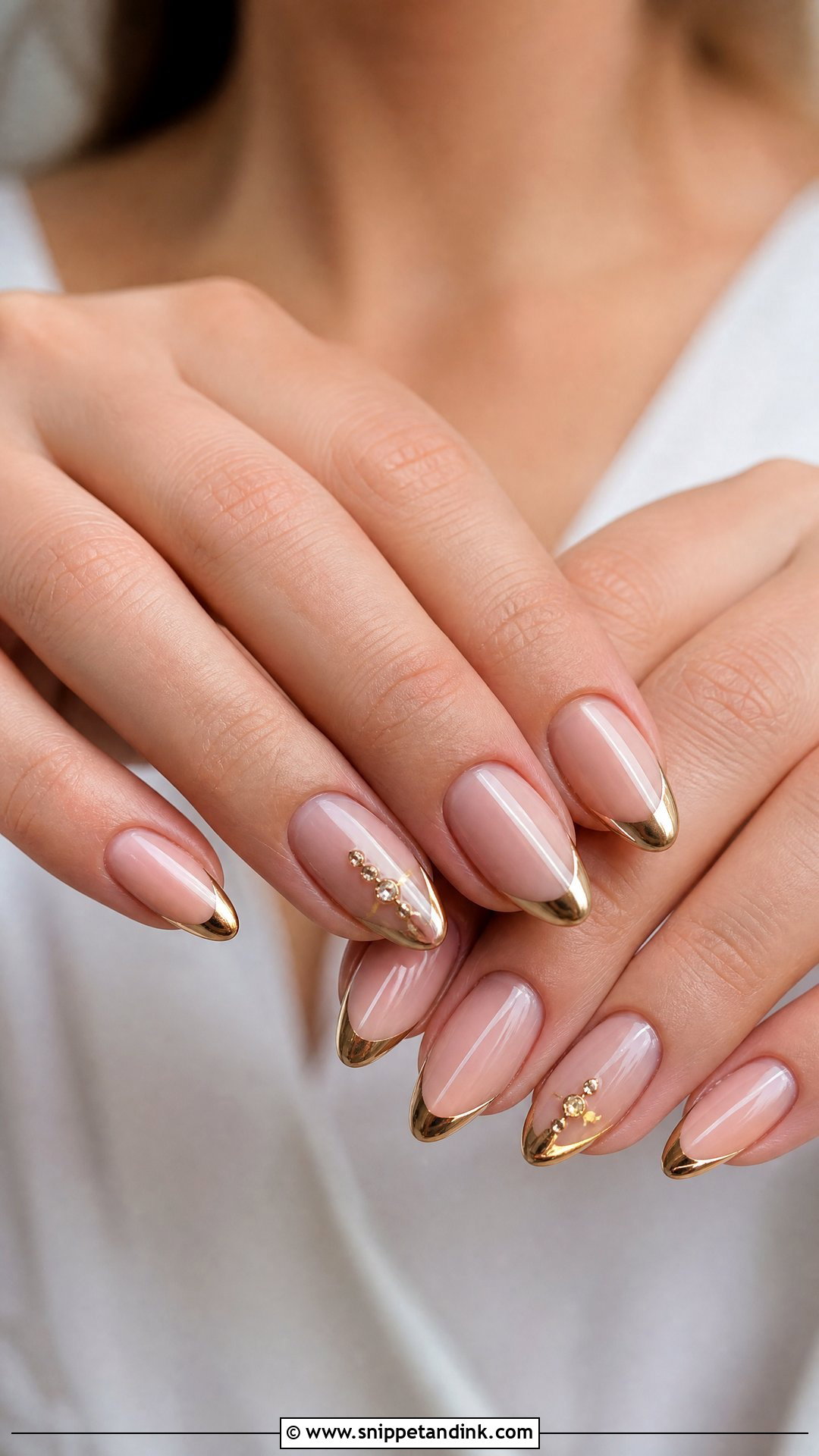 Gold French Bride Nails - Snippet and Ink - 35 Bride Nails
