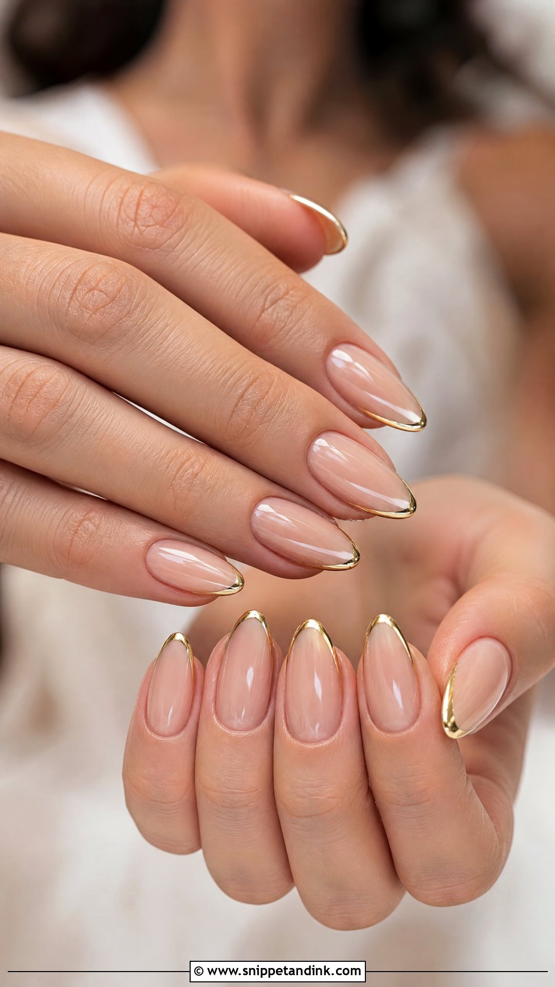 Gold French Bride Nails - Snippet and Ink - 35 Bride Nails Wedding