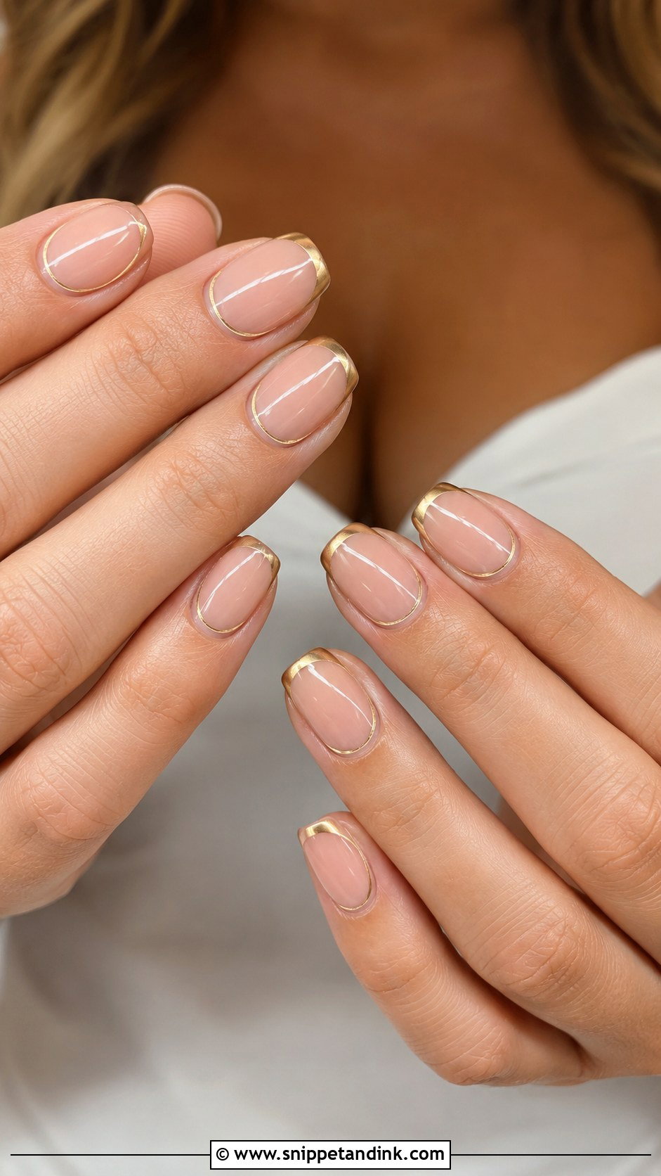 Gold French Bride Nails - Snippet and Ink - 20 French Bride Nails