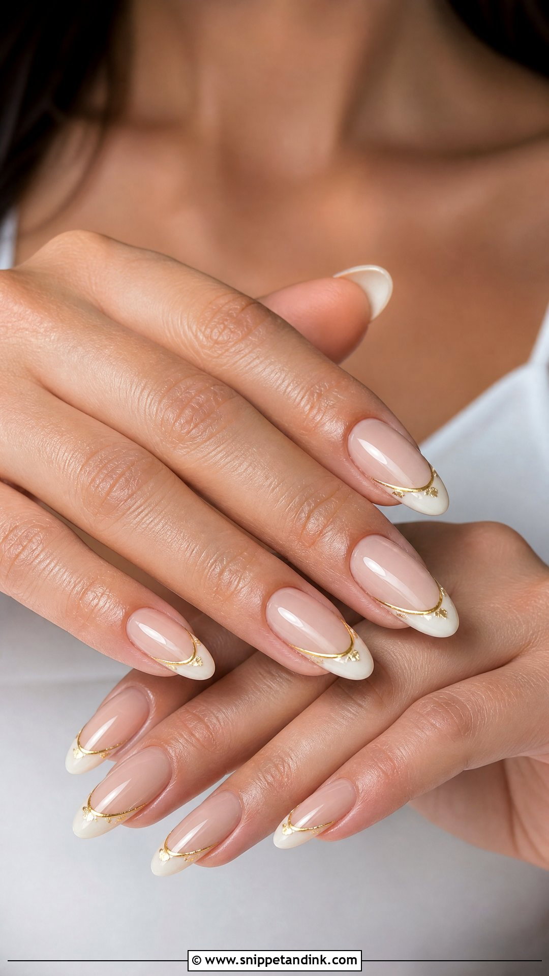 Gold French Bride Wedding Nails - Snippet and Ink - 25 Elegant French Bride Wedding Nails