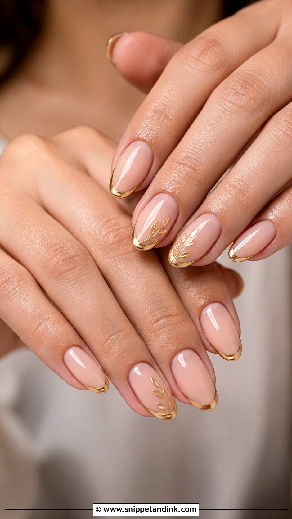 Gold French Bridesmaid Nails - Snippet and Ink - 20 Bridesmaid Wedding Nails