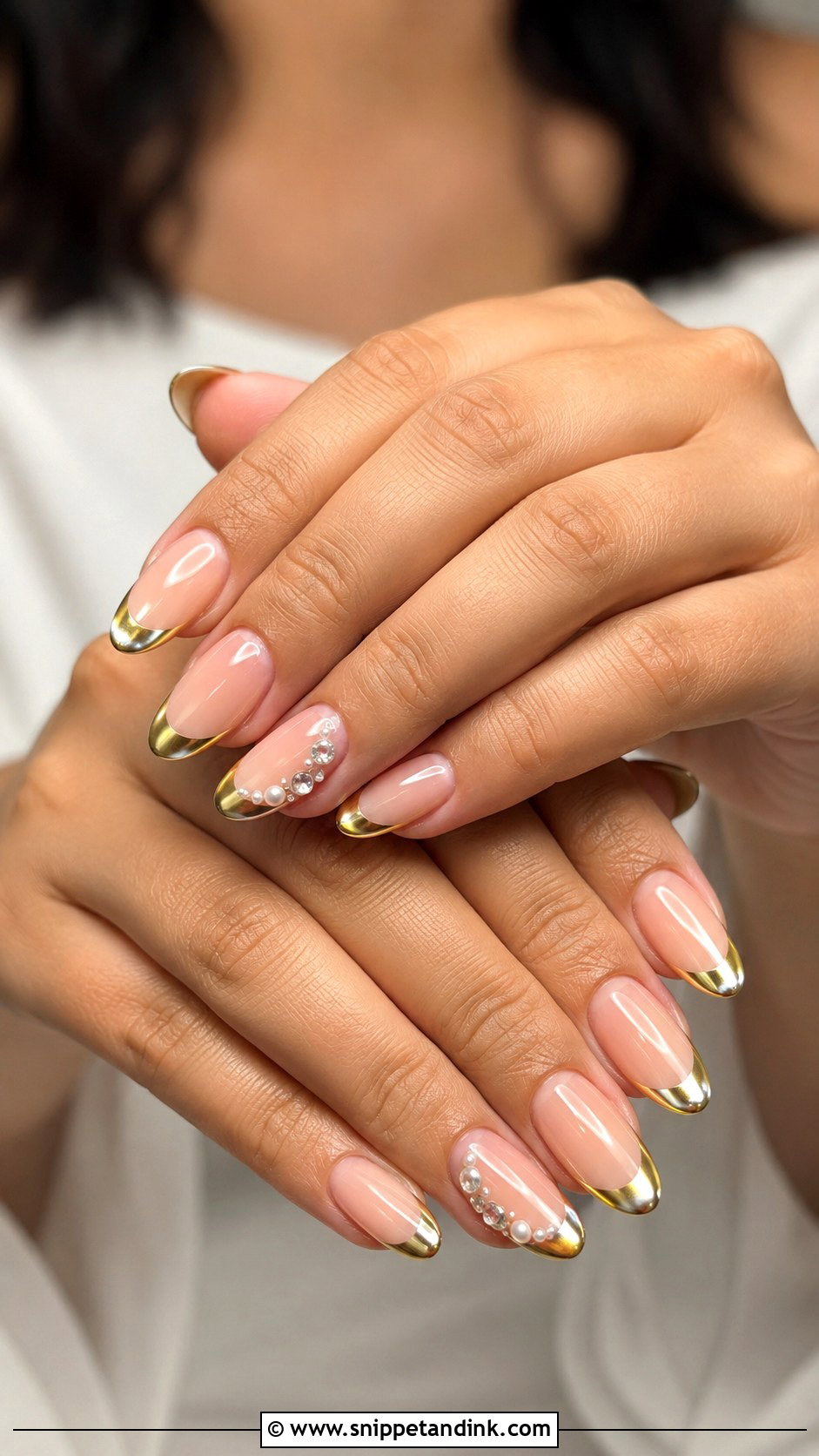 Gold French Engagement Nails - Snippet and Ink - 20 Indian Nail Art for Engagement Brides Ideas