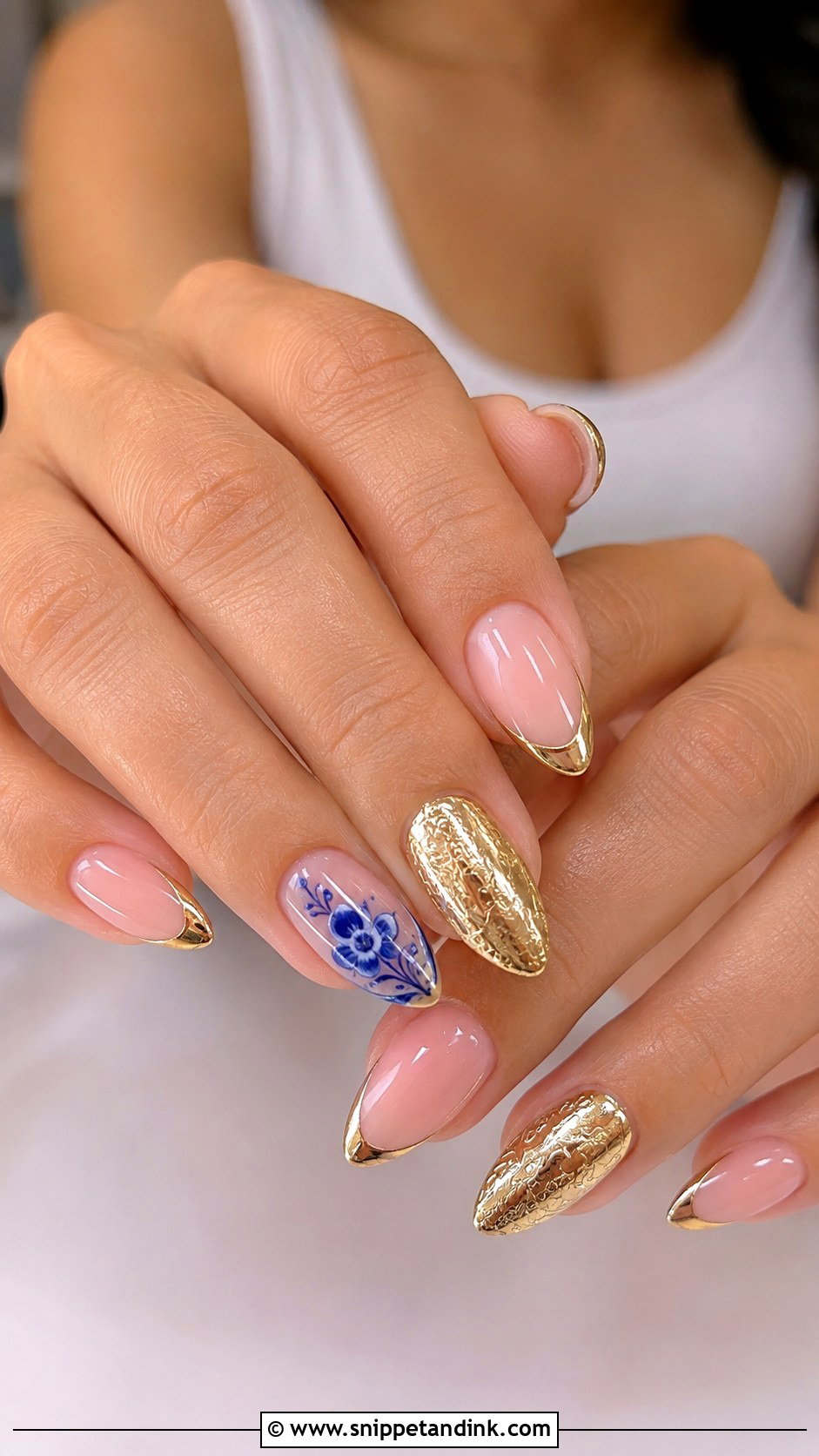 Gold French Mexican Wedding Nails - Snippet and Ink - 20 Mexican Wedding Nails