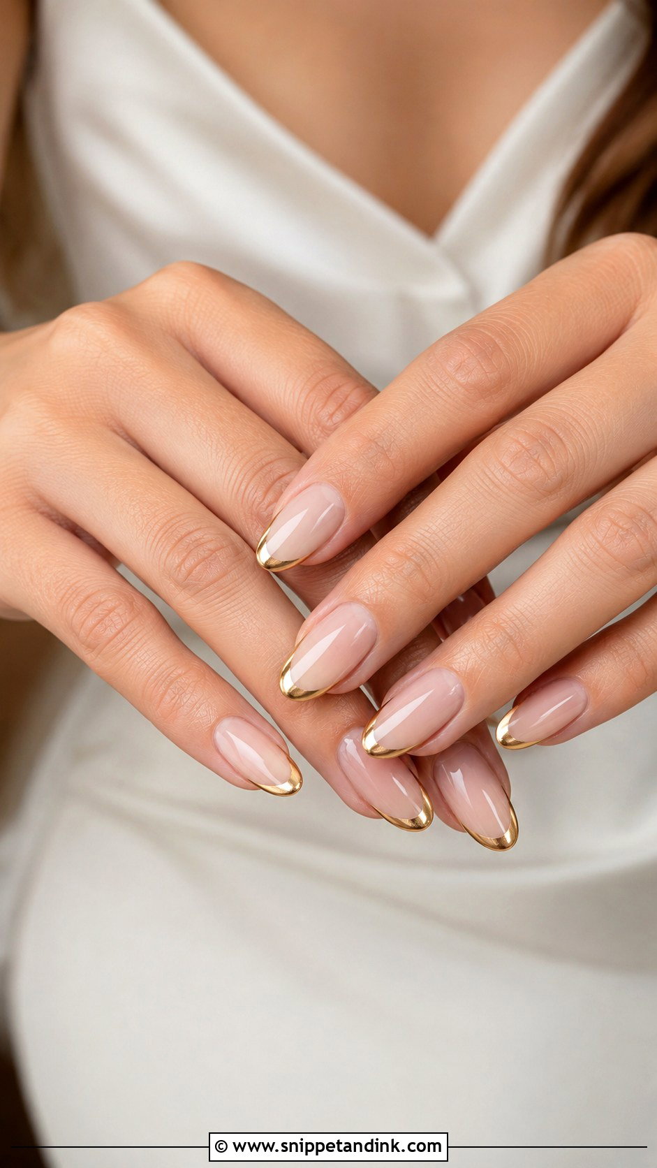Gold French Tip Bridesmaid Nails - Snippet and Ink - 30 Wedding Nails for Bridesmaids
