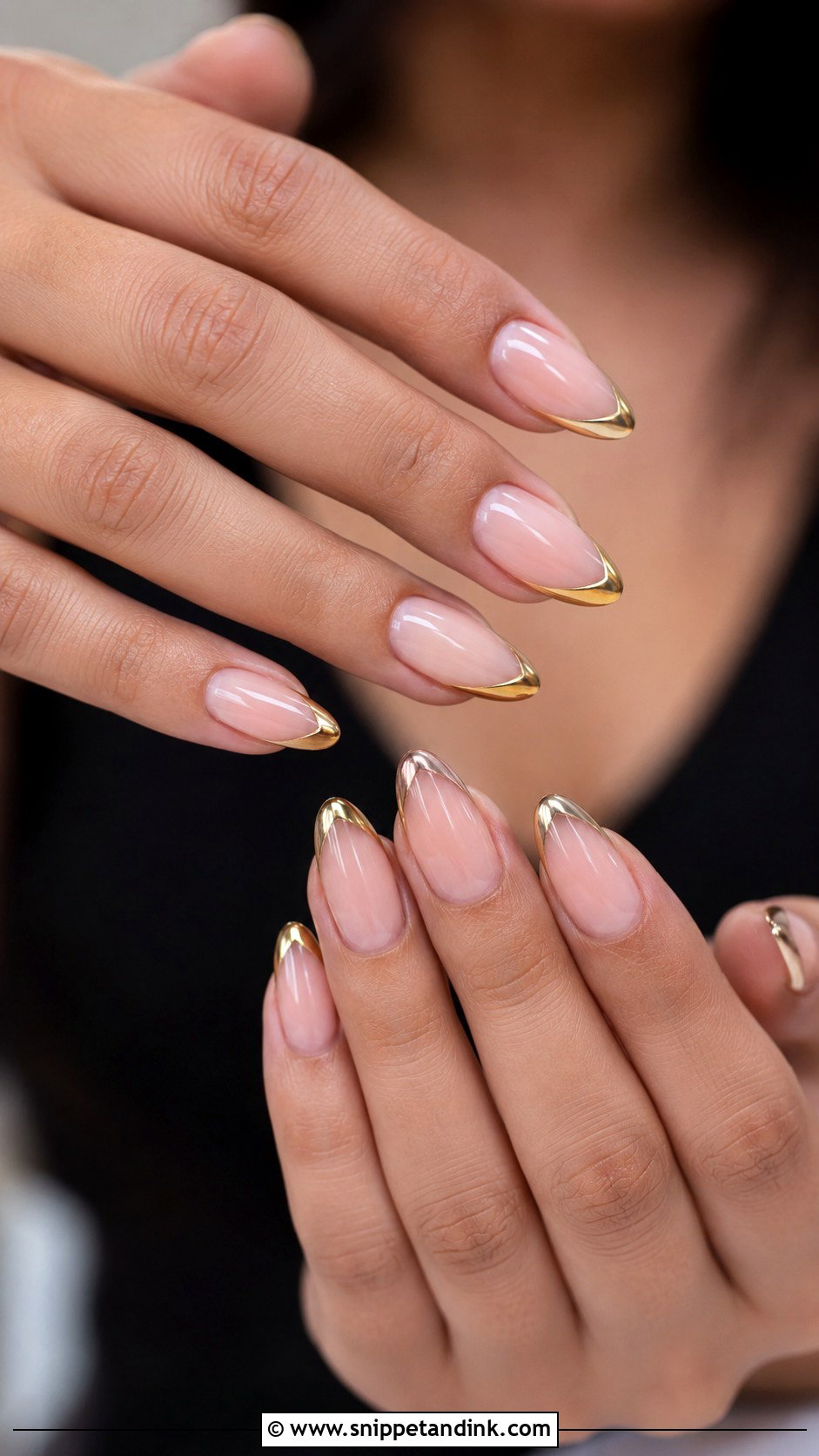 Gold French Tip Indian Wedding Guest Nails - Snippet and Ink - 20 Indian Wedding Guest Nails
