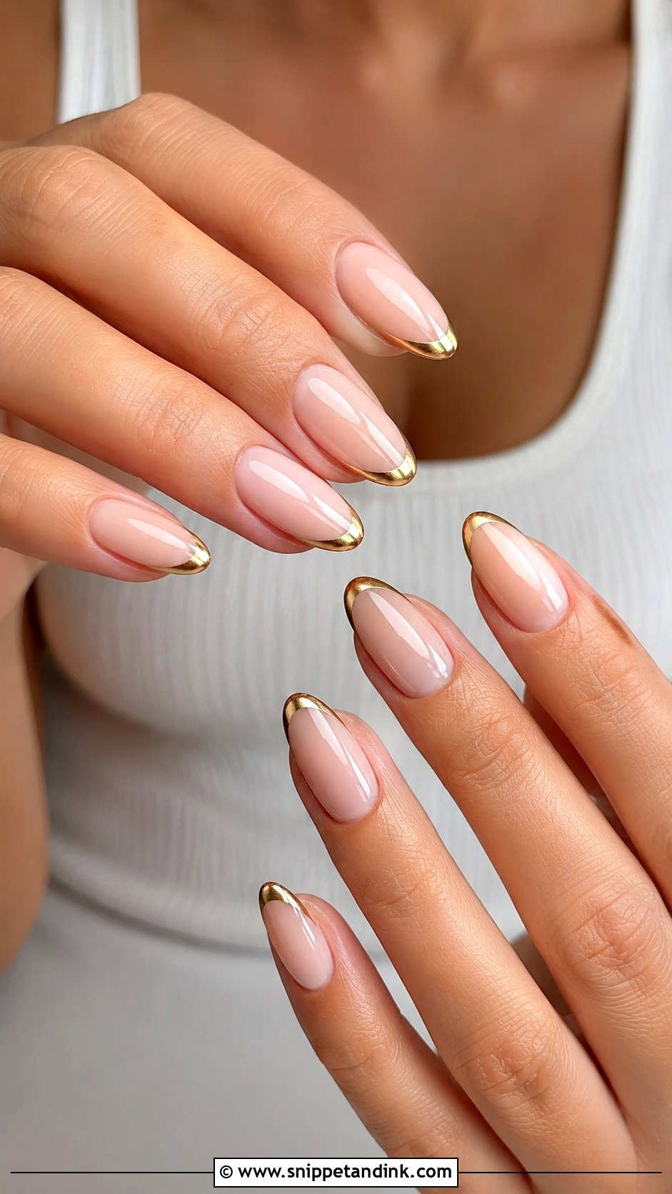 Gold French Tip Nails - Snippet and Ink - 20 Nails for Indian Wedding Guest