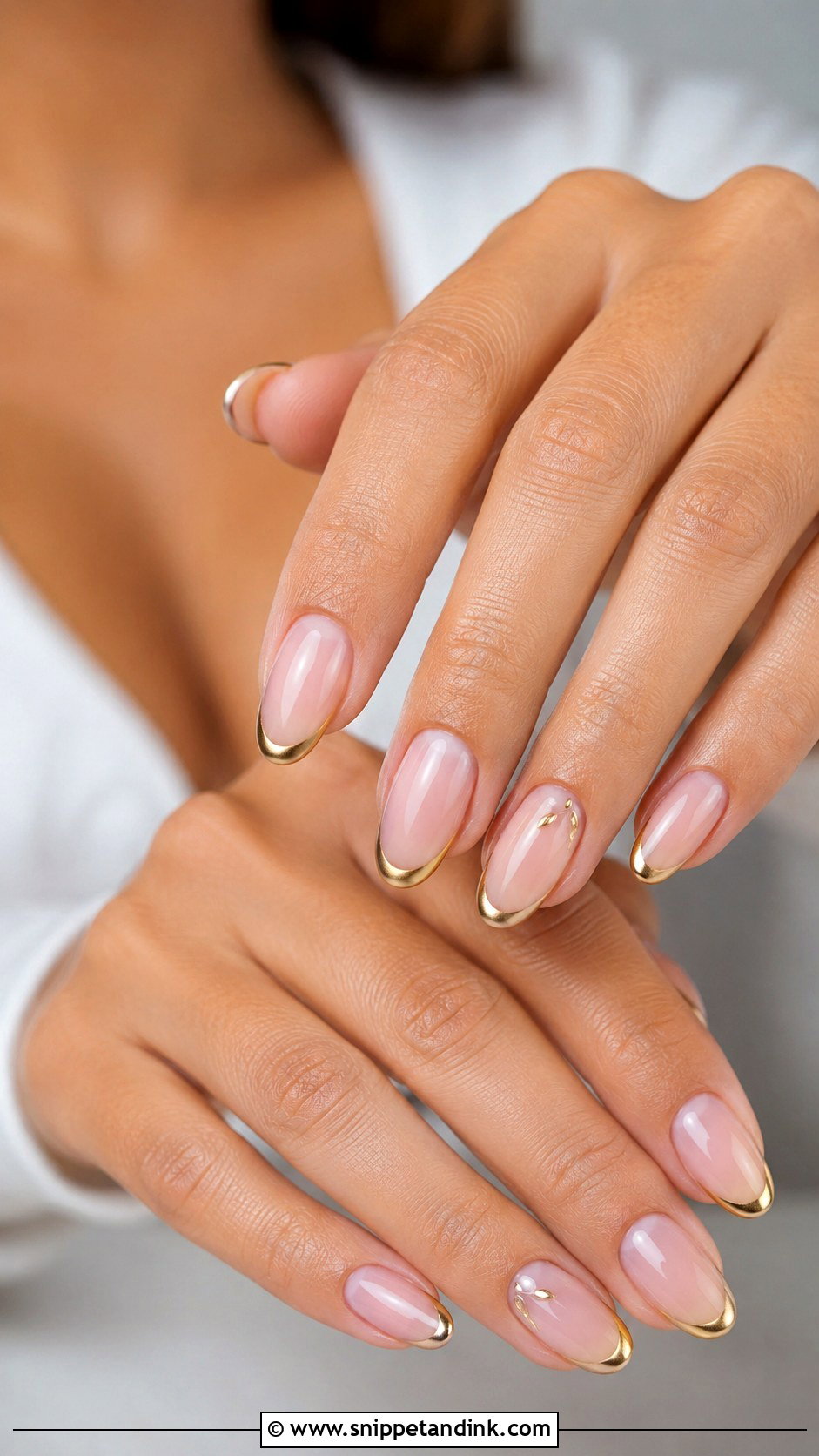Gold French Tip Nails - Snippet and Ink - 30 Nails for Wedding Guest