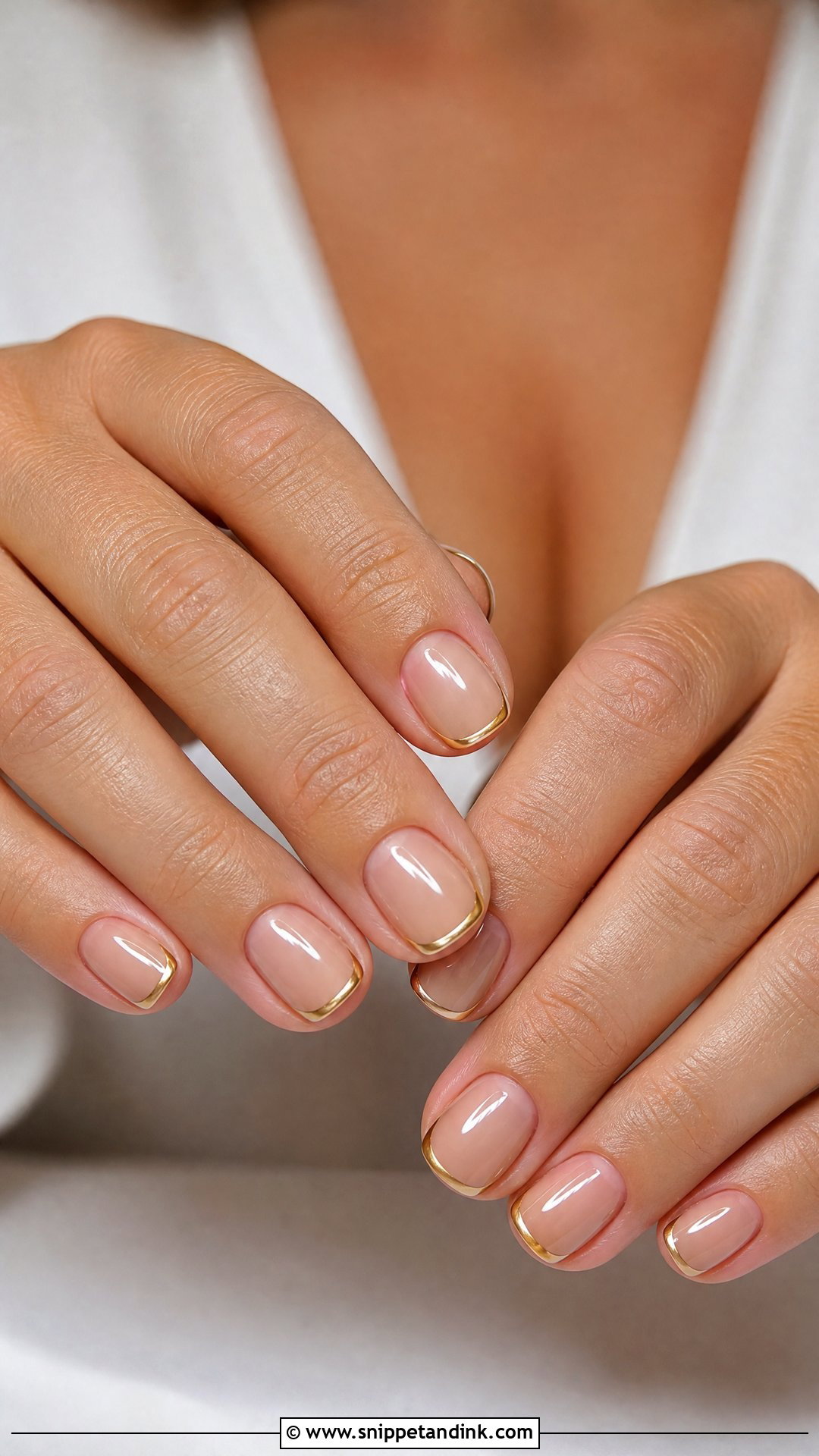 Gold French Tip Nails - Snippet and Ink - 20 Cute Nails for Wedding Guest