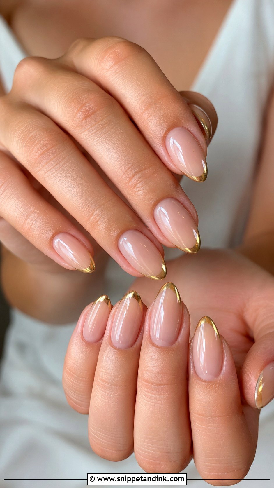 Gold French Tip Wedding Nails - Snippet and Ink - 20 Golden Wedding Nails