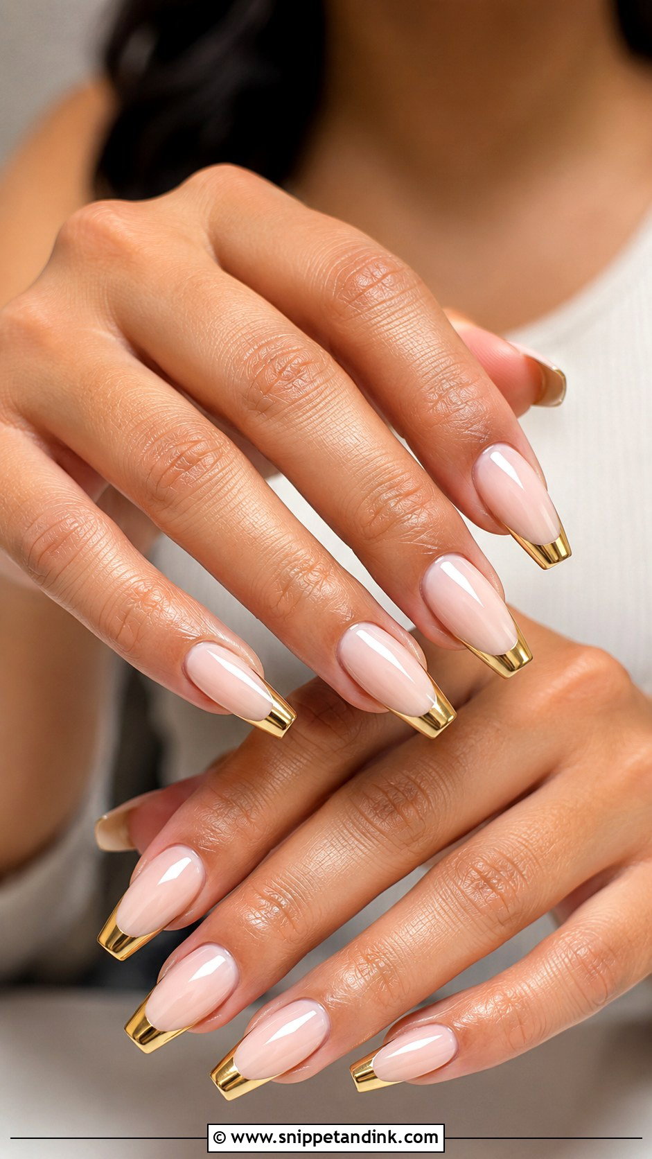 Gold French Tip Wedding Nails - Snippet and Ink - 20 Wedding Nails for Indian Bride