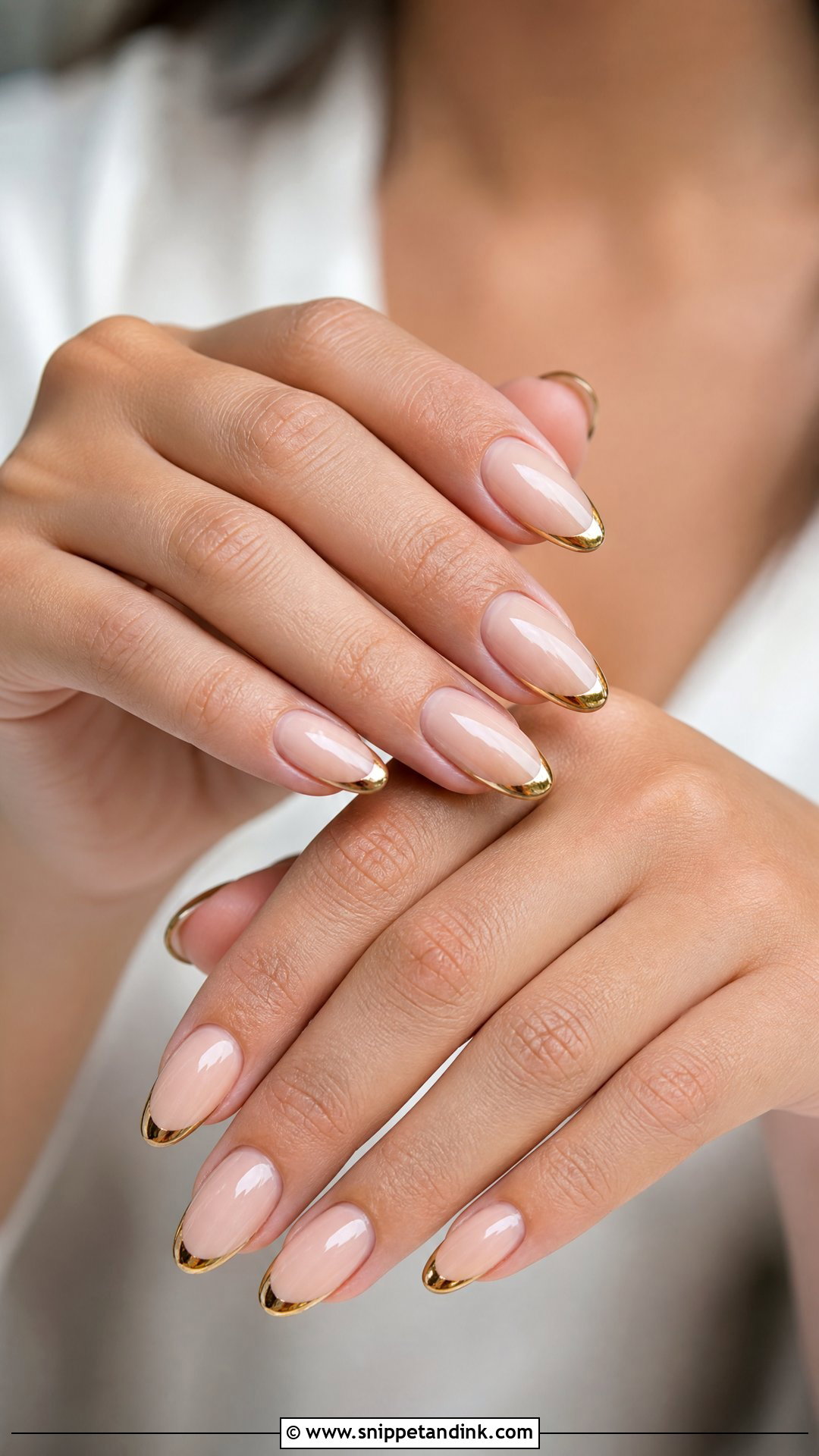 Gold French Wedding Acrylic Nails - Snippet and Ink - 25 Wedding Acrylic Nails