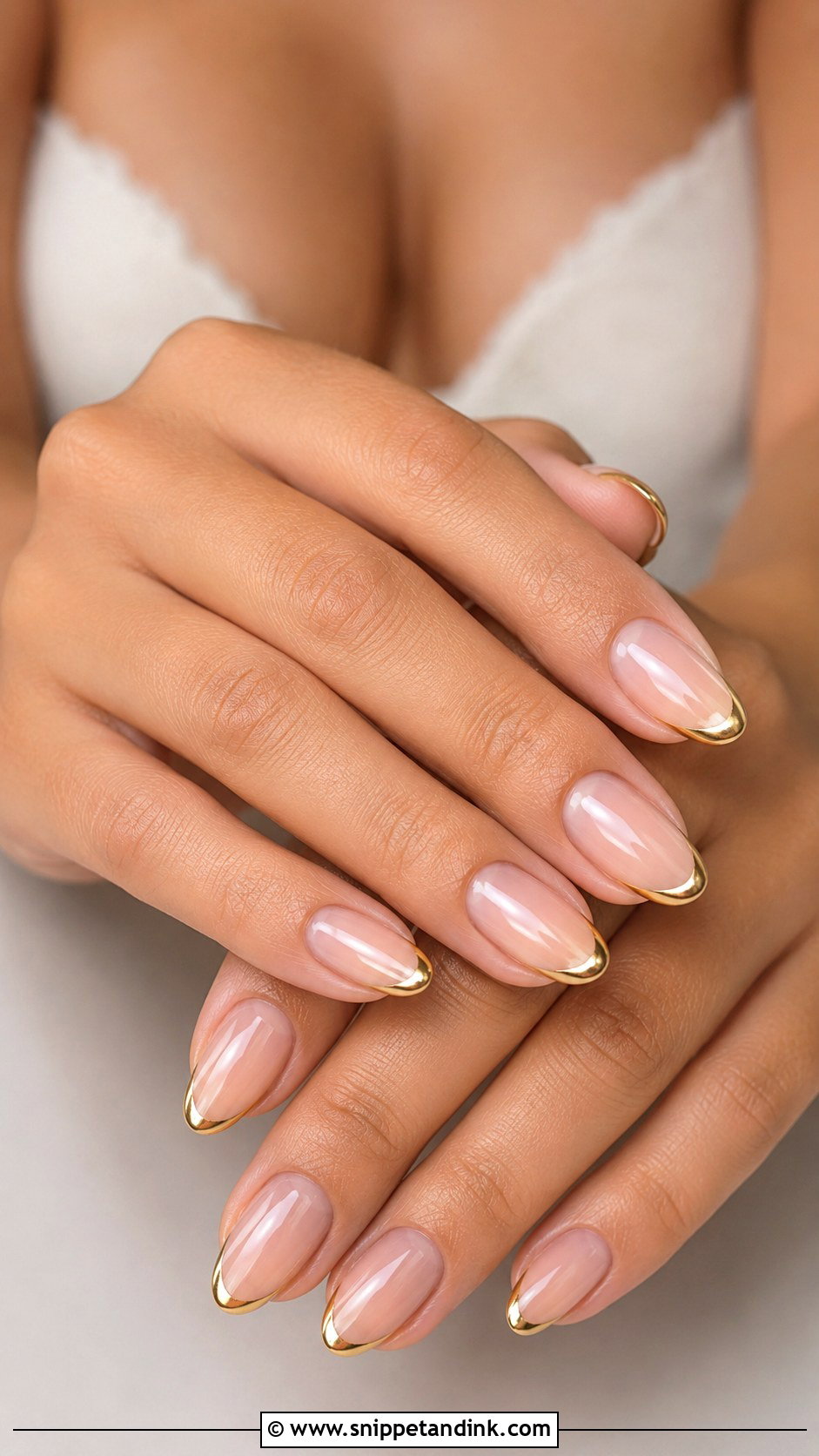 Gold French Wedding Nails - Snippet and Ink - 20 Wedding Nail Set Ideas
