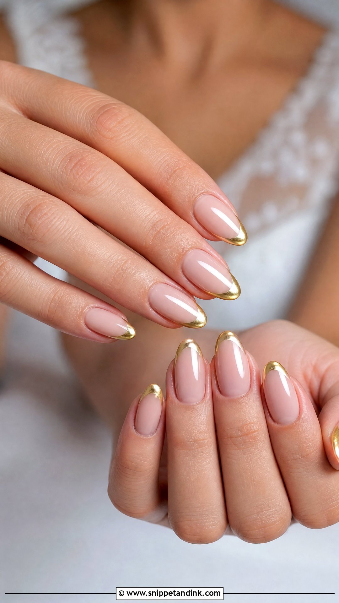 Gold French Wedding Nails - Snippet and Ink - 25 Elegant Wedding Nails