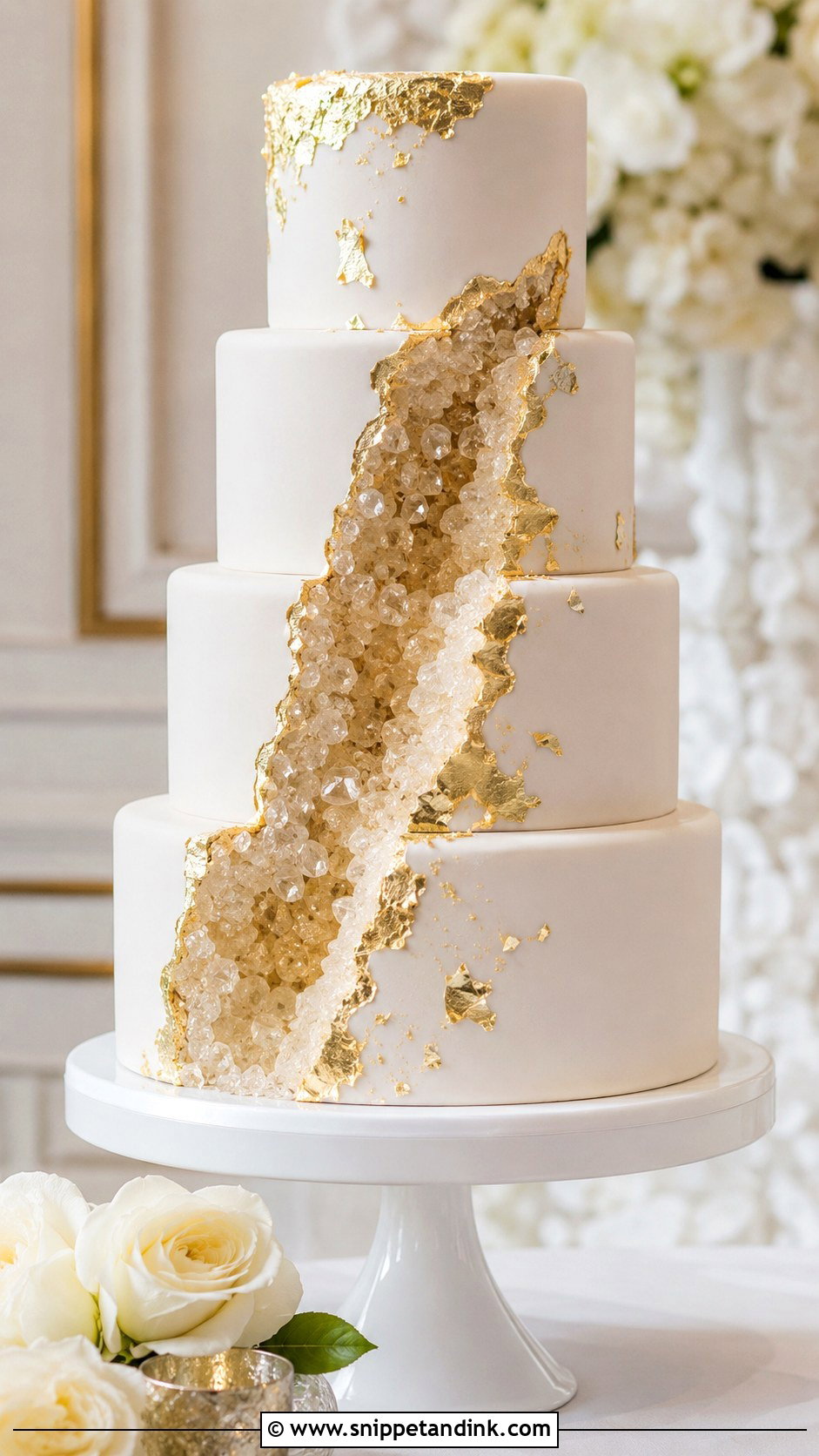 Gold Geode 4 Tier Wedding Cake - Snippet and Ink - 25 Elegant Gold 4 Tier Wedding Cake Ideas
