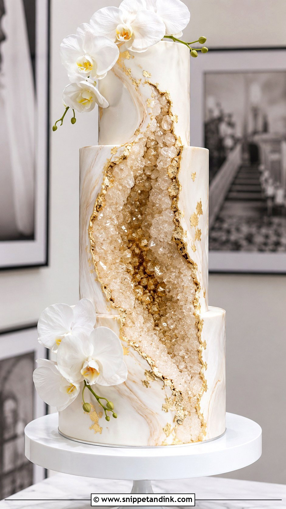 Gold Geode Wedding Cake - Snippet and Ink - 20 Gold Themed Cake Ideas for Wedding