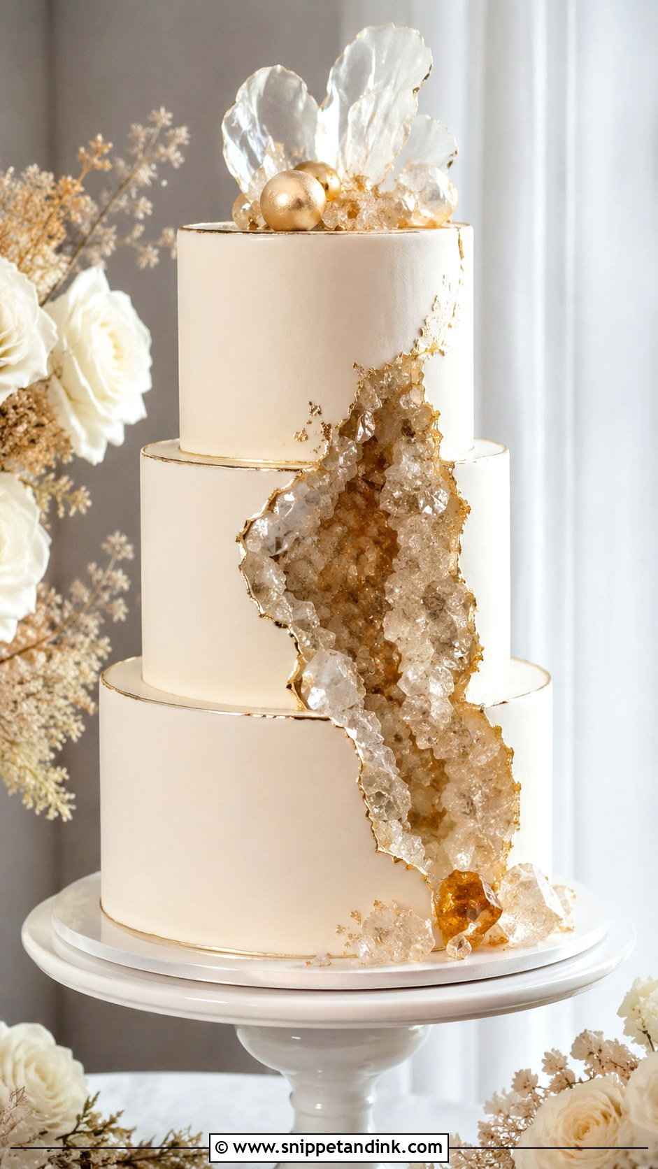 Gold Geode Wedding Cake - Snippet and Ink - 30 Geode Wedding Cakes