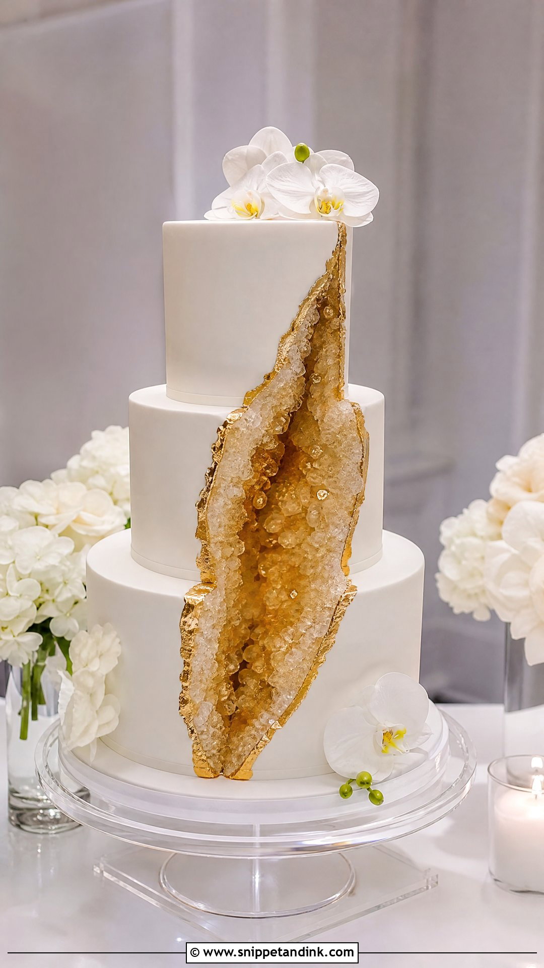 Gold Geode Wedding Cake - Snippet and Ink - 35 Gold Cake Ideas for Wedding