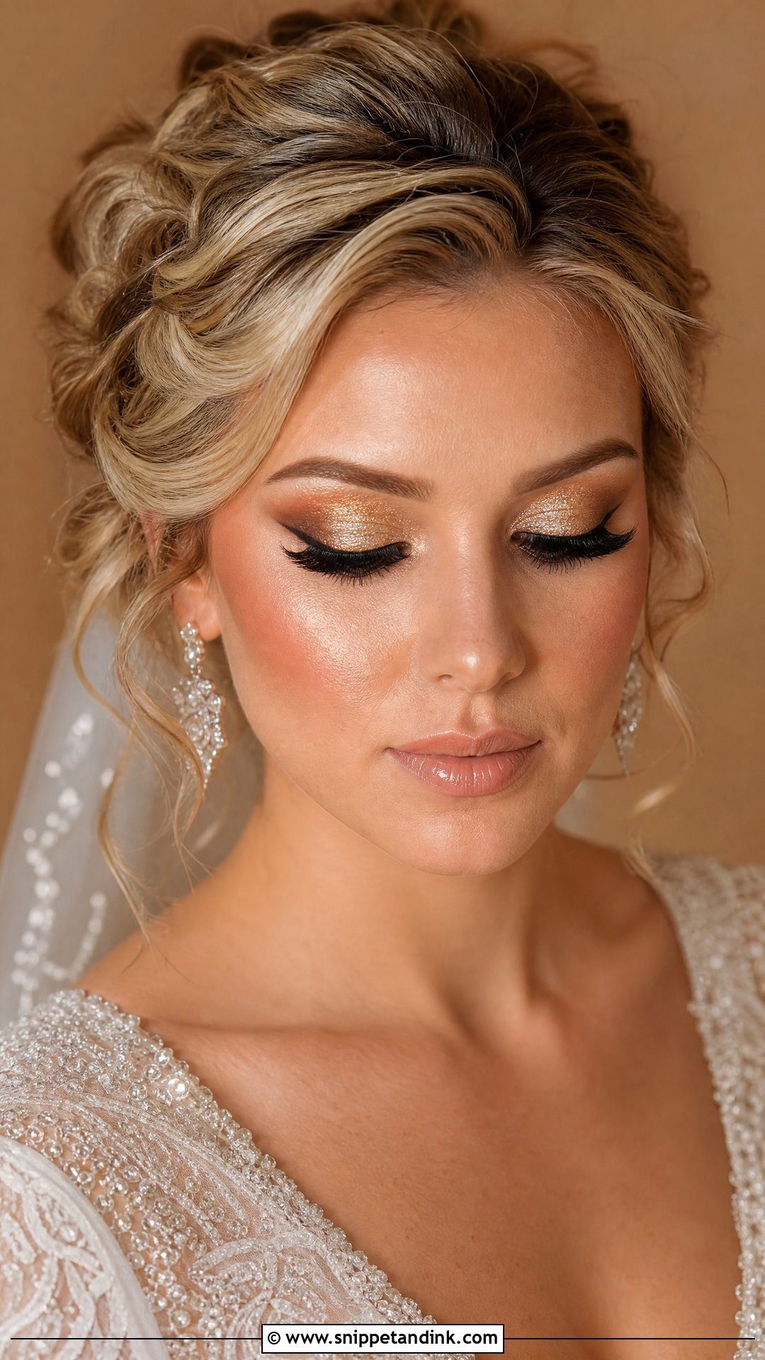 Gold Glitter Bridal Makeup - Snippet and Ink - 20 Heavy Wedding Makeup Ideas