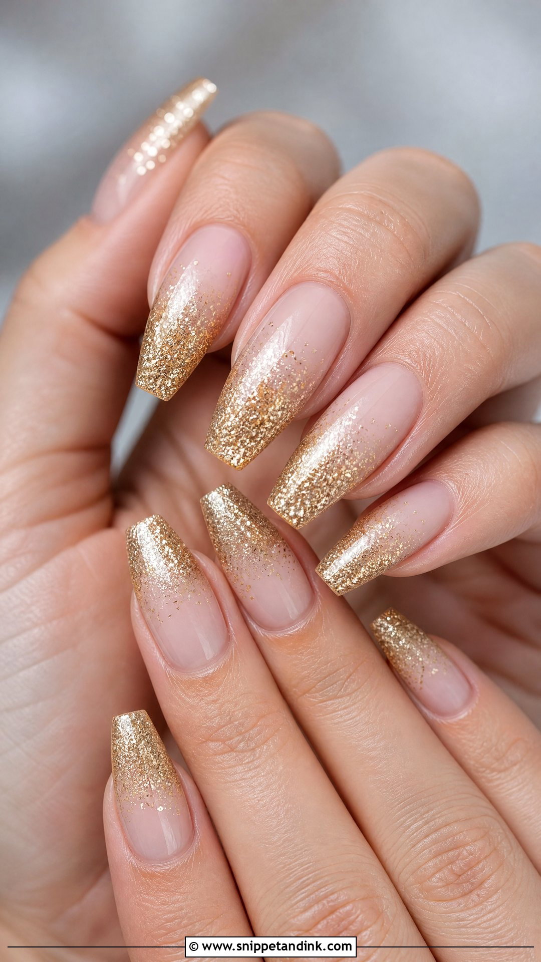 Gold Glitter Ombre Fall Bridal Nails - Snippet and Ink - 25 Fall Bridal Nails