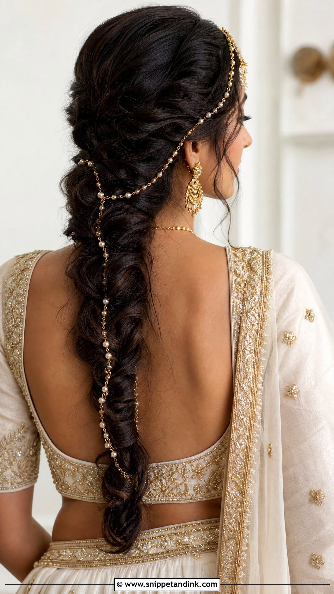Gold Hair Chain With Braided Wedding Hair - Snippet and Ink - 15 Gold Wedding Hair Piece Ideas