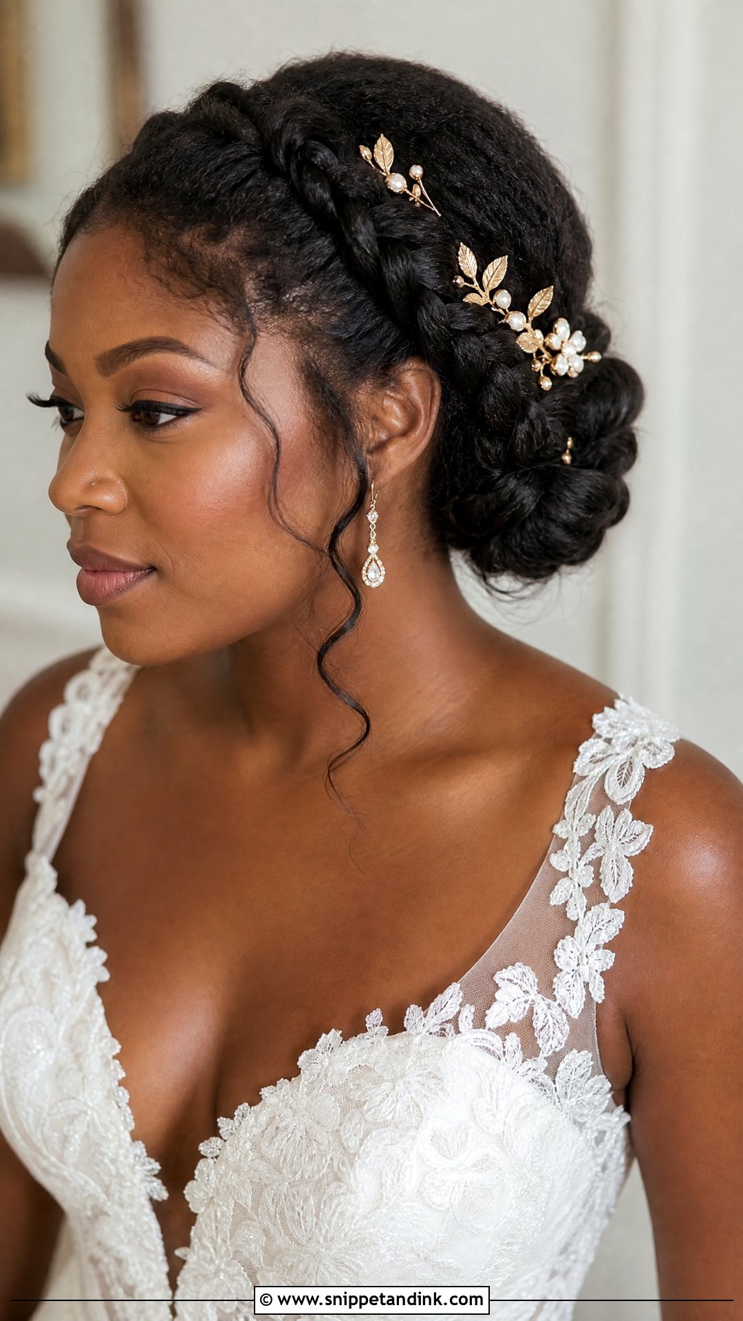 Gold Hair Pins With Braided Updo - Snippet and Ink - 15 Gold Hair Accessories Wedding Ideas