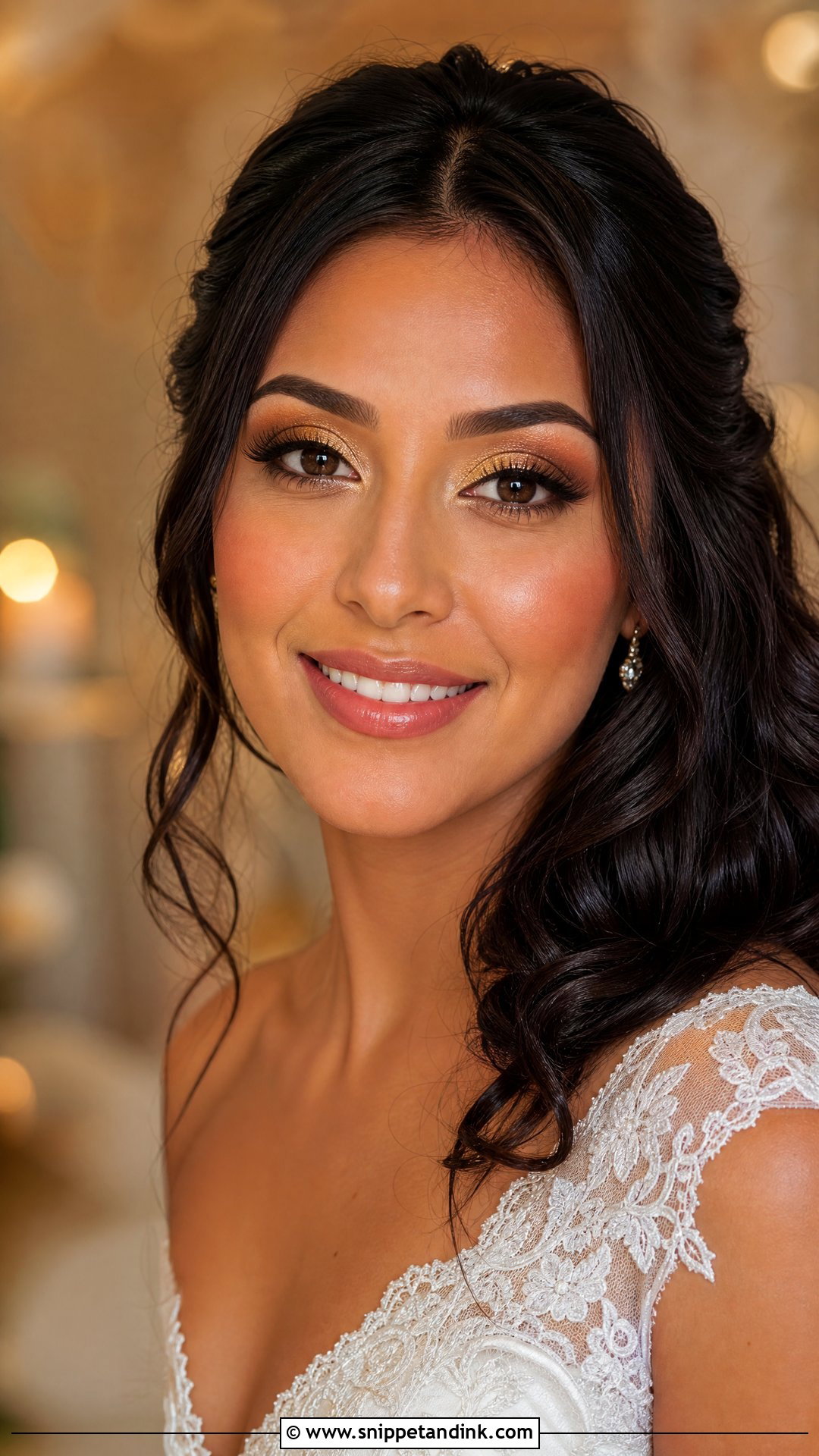 Gold Halo Eye Bridal Makeup - Snippet and Ink - 20 Gold Bridal Makeup Ideas