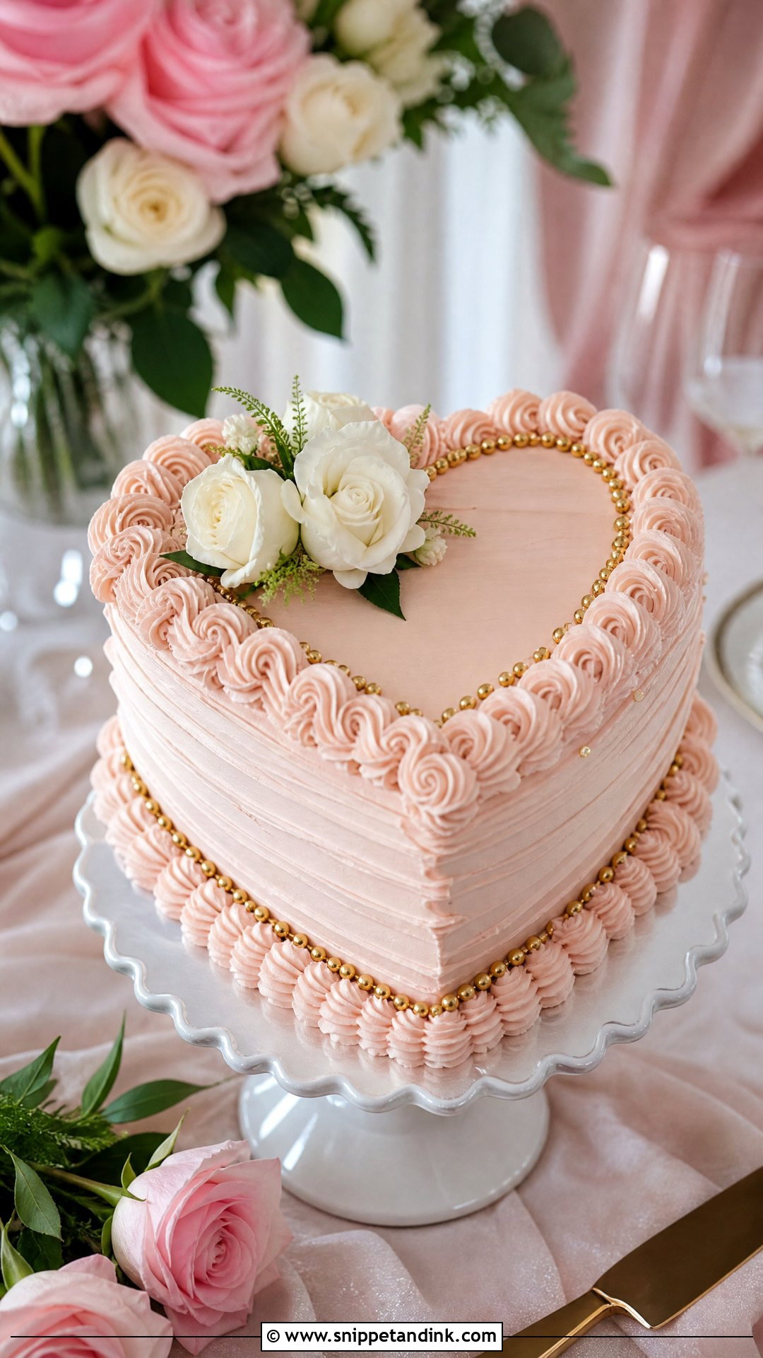 Gold Heart Wedding Cake - Snippet and Ink - 35 Gold Cake Ideas for Wedding