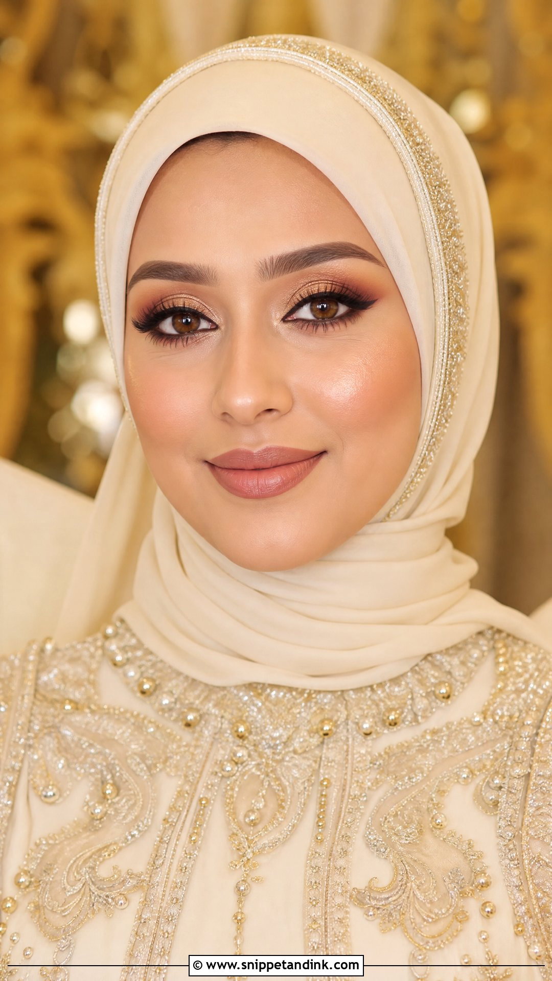 Gold Hijab Wedding Makeup - Snippet and Ink - 25 Wedding Makeup Hijab Ideas
