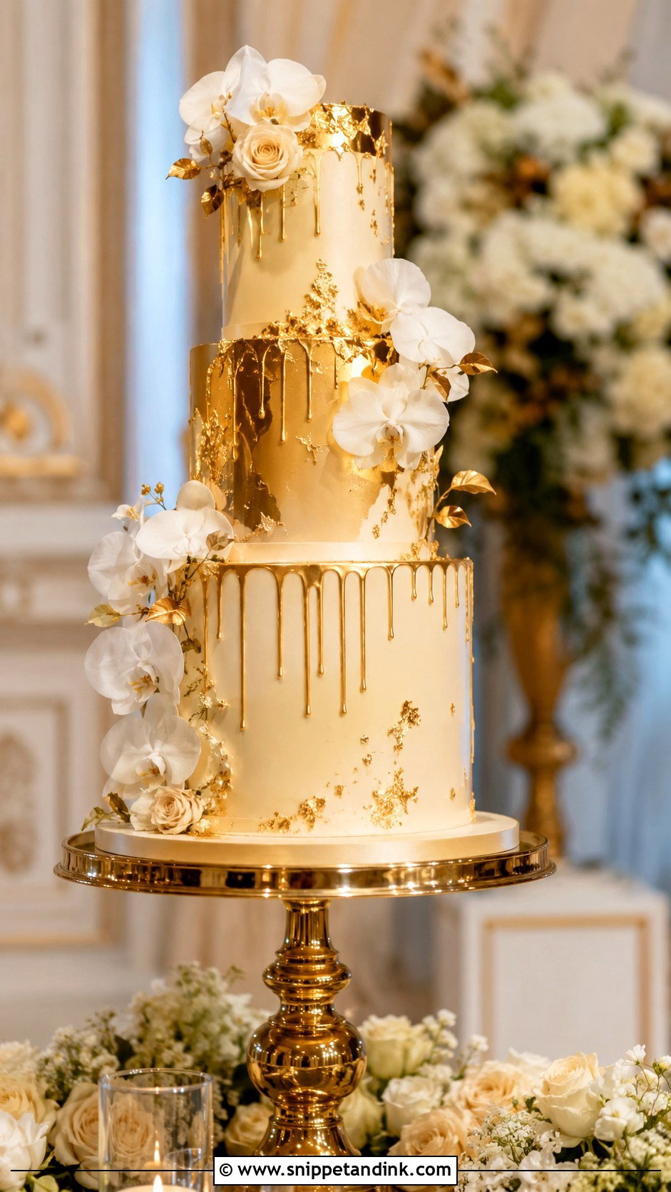 Gold Honey Wedding Cake - Snippet and Ink - 20 Honey Cake Design Ideas for Wedding