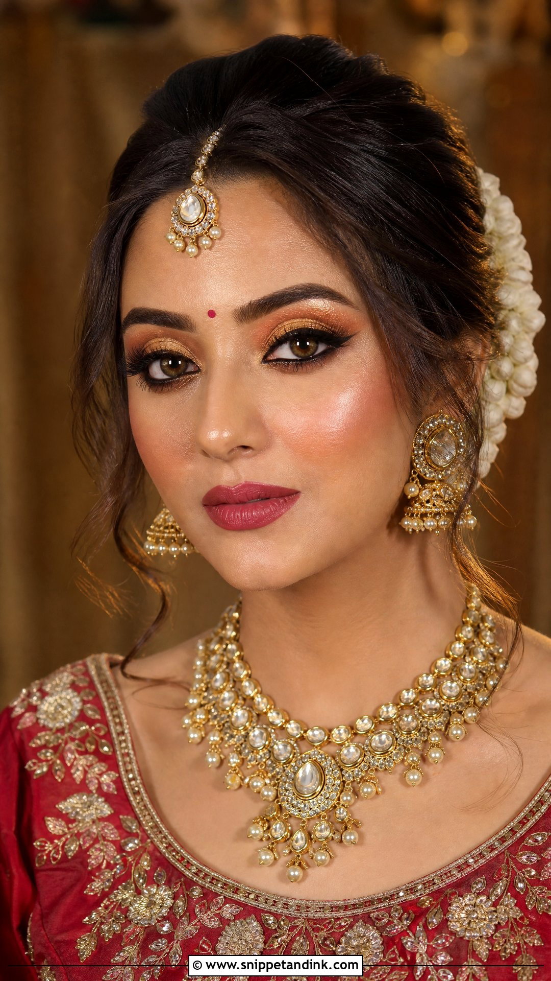 Gold Indian Bridal Eye Makeup - Snippet and Ink - 25 Indian Bridal Eye Makeup Ideas