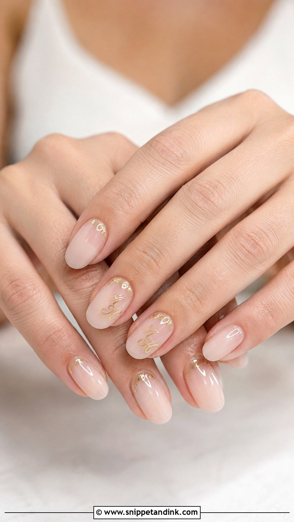 Gold Initial Wedding Nails - Snippet and Ink - 20 Wedding Nails with Initials