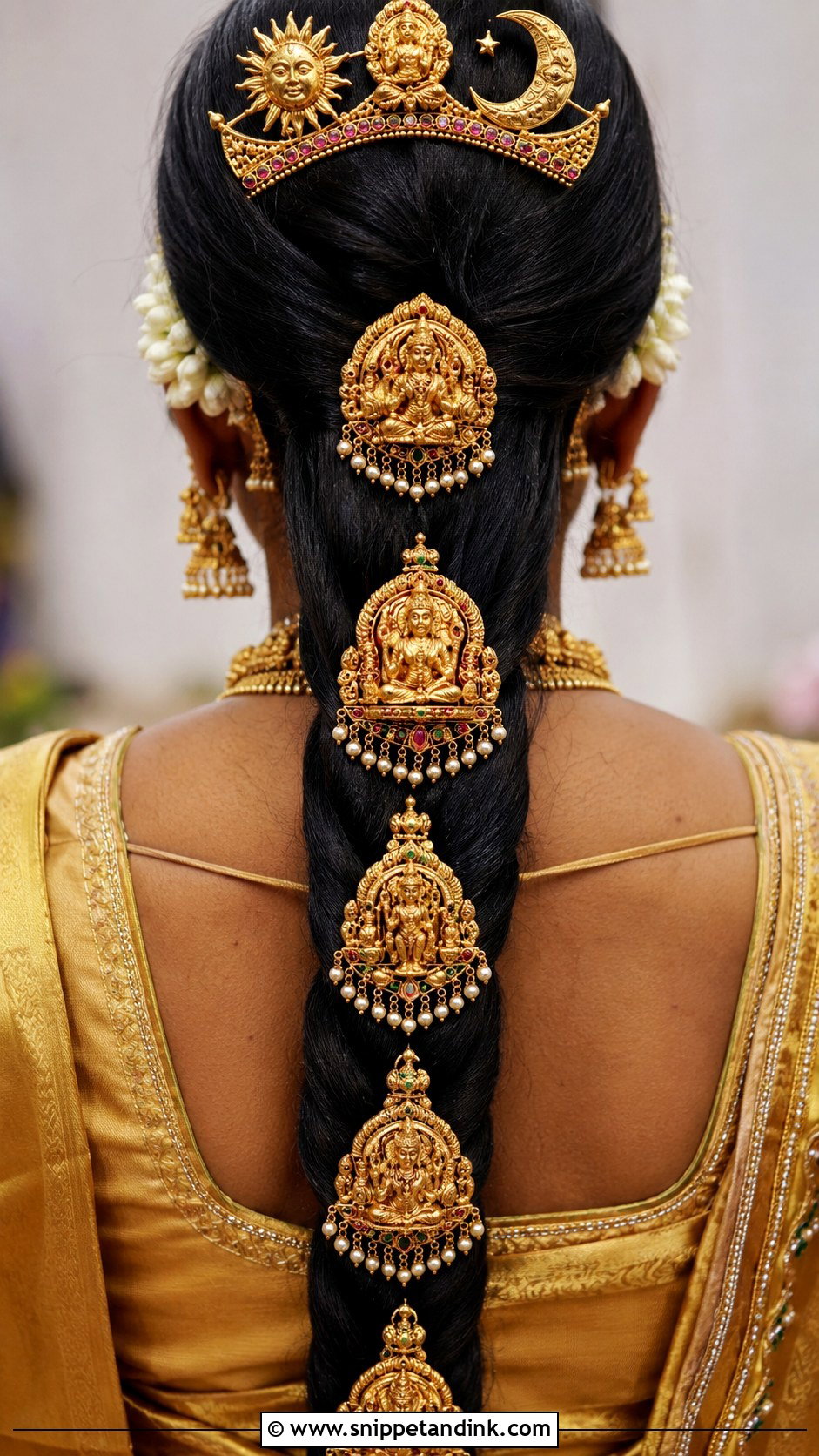 Gold Jada Billa Bridal Choti - Snippet and Ink - 25 Bridal Choti Hairstyle Ideas