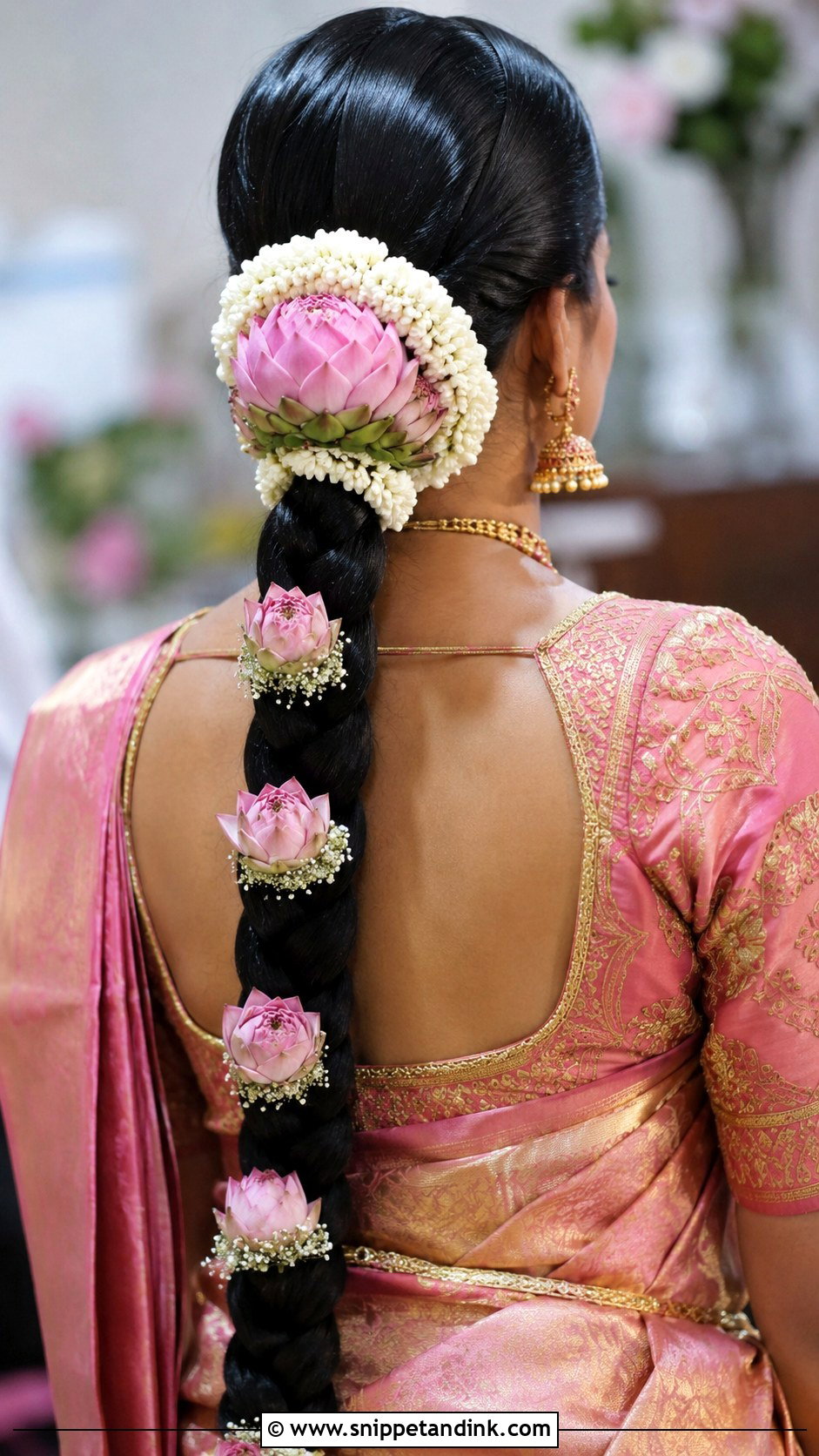 Gold Jada Billalu Poola Jada Bridal Hairstyle - Snippet and Ink - 15 Poola Jadalu Bridal Hairstyles
