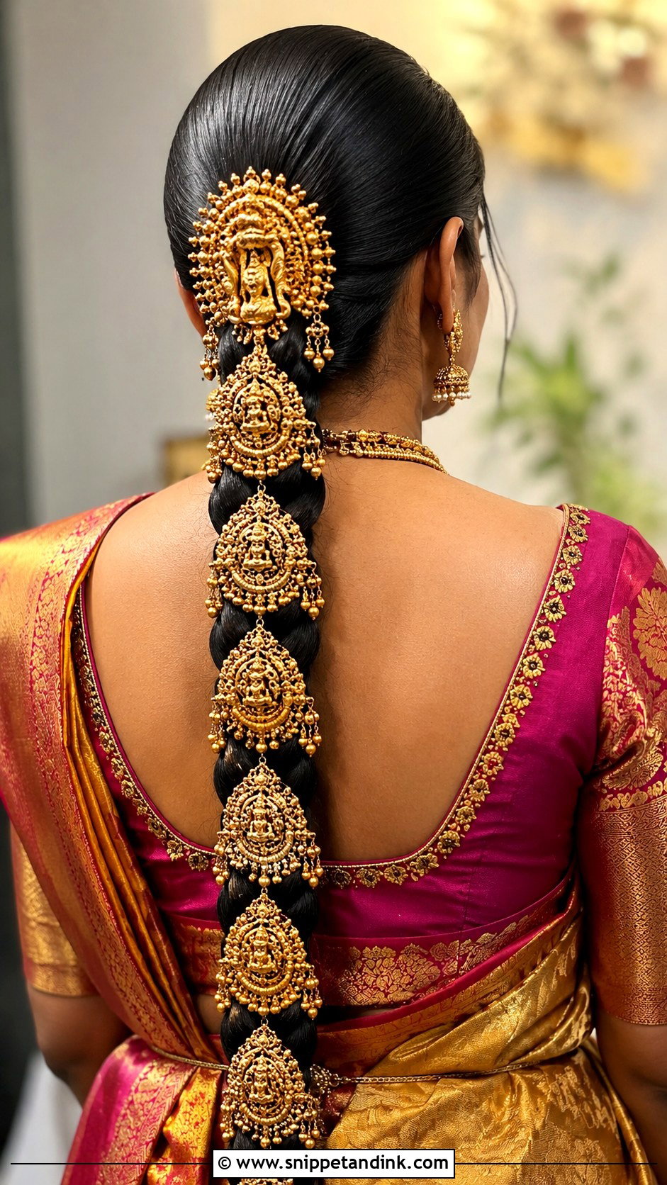 Gold Jada Bridal Braid - Snippet and Ink - 15 Indian Bridal Bread Hairstyle Ideas