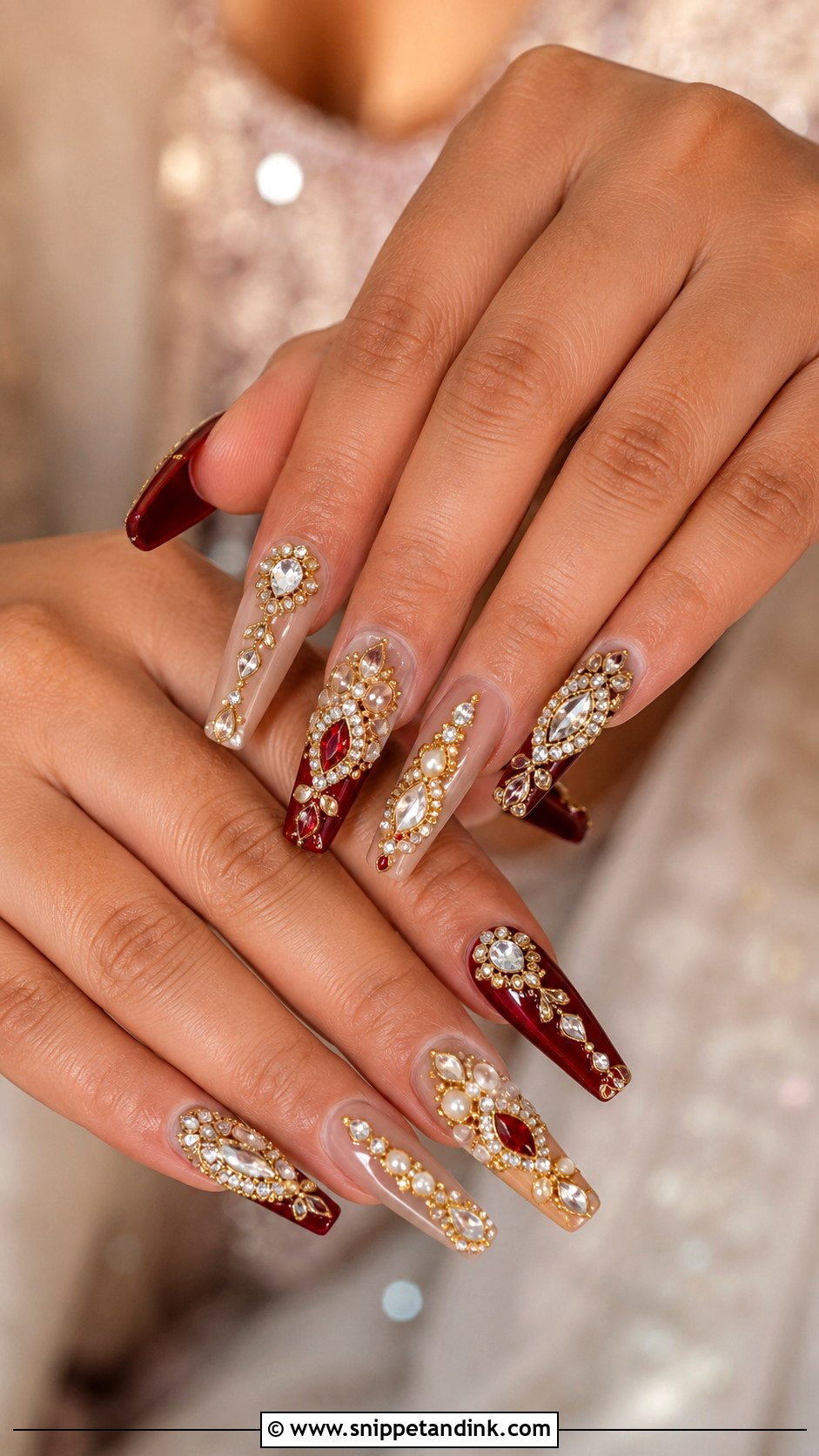 Gold Kundan Indian Bridal Nails - Snippet and Ink - 20 Indian Golden Bridal Nail Art Ideas