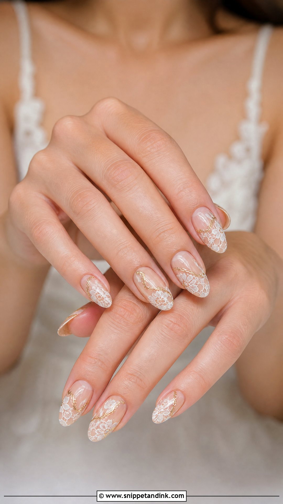 Gold Lace Bride Nails - Snippet and Ink - 25 Elegant Gold Bride Wedding Nails
