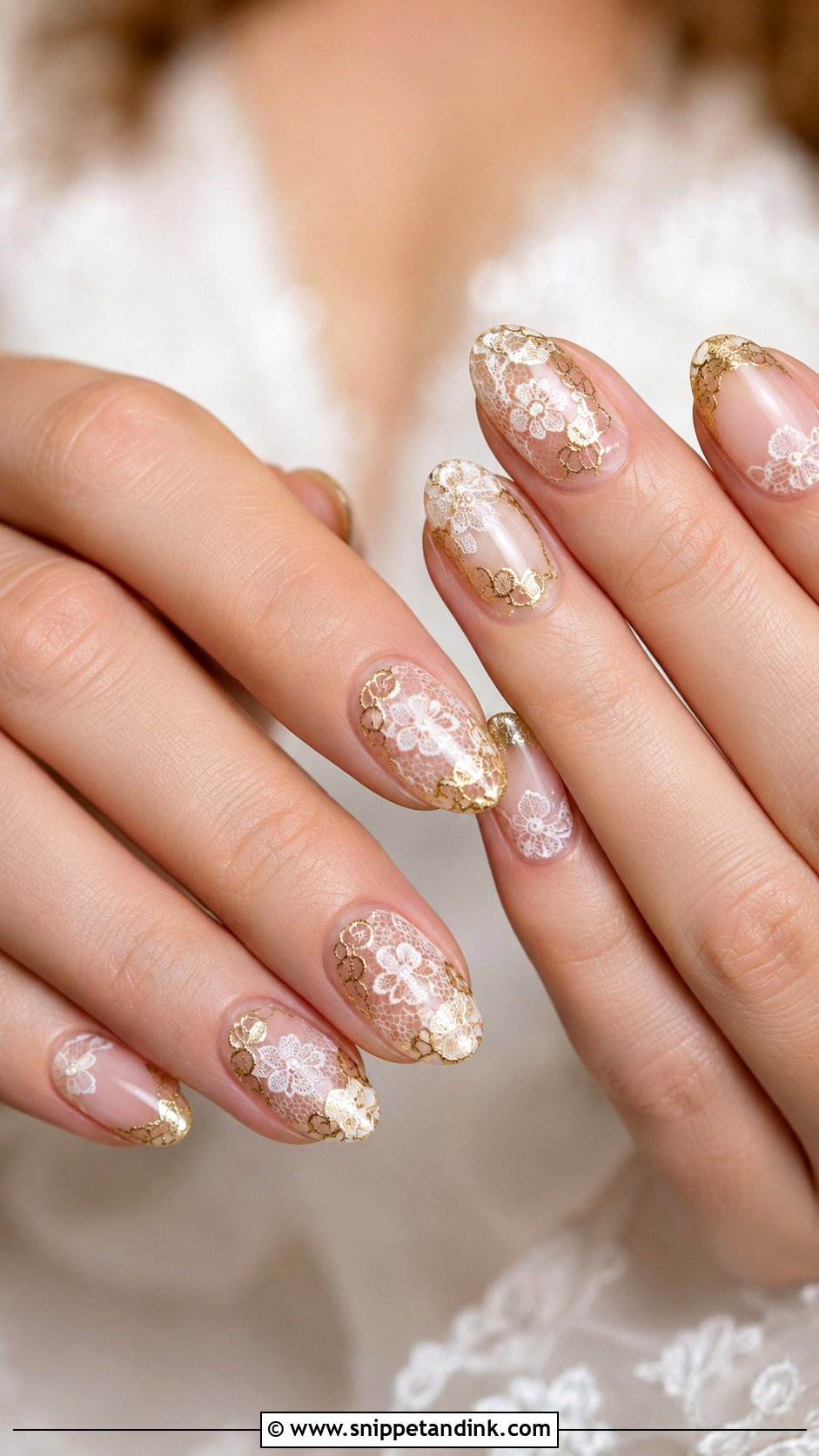 Gold Lace Wedding Nails - Snippet and Ink - 20 Wedding Nails with Gold