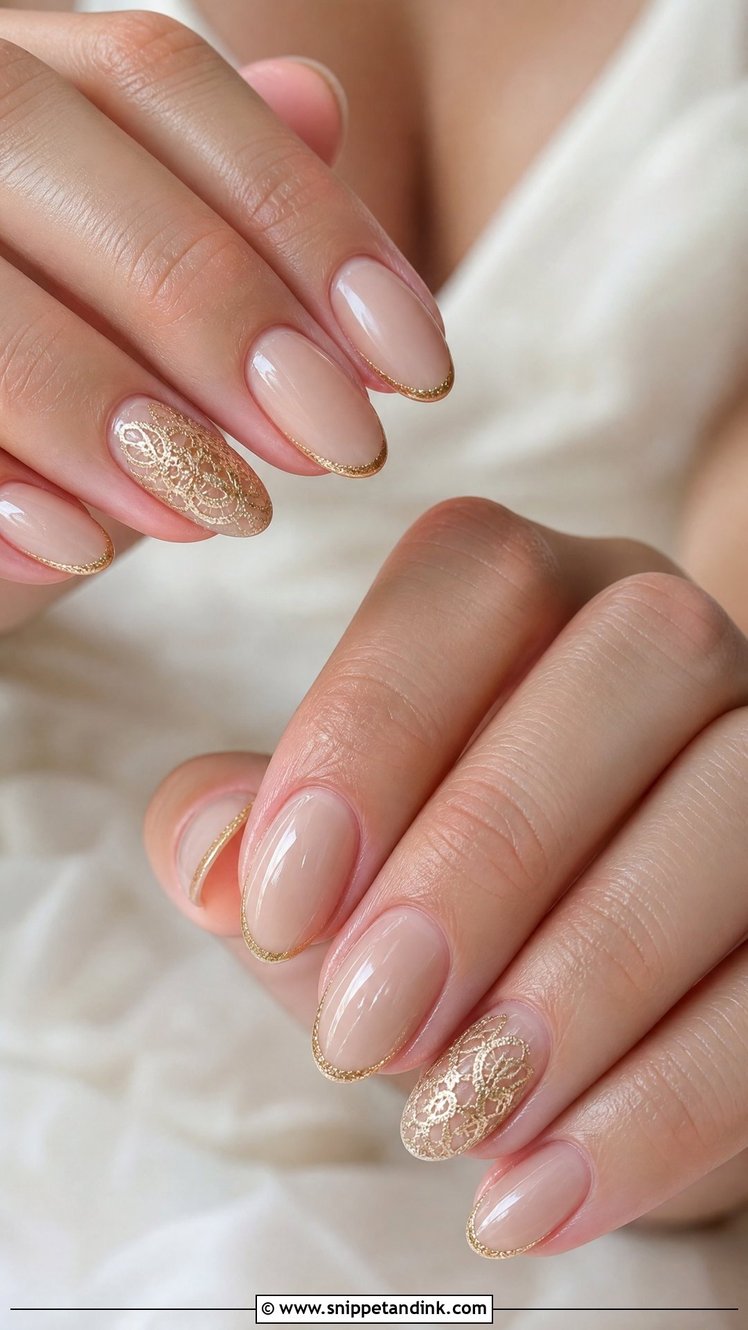 Gold Lace Wedding Nails - Snippet and Ink - 25 Gold Wedding Nails