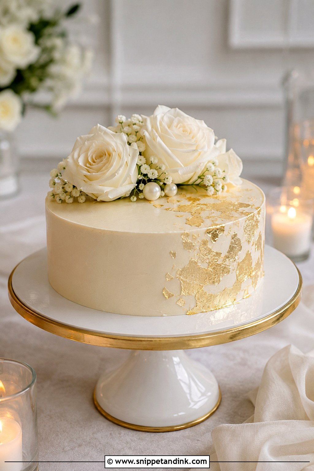 Gold Leaf 1 Layer Wedding Cake - Snippet and Ink - 20 1 Layer Wedding Cake Ideas