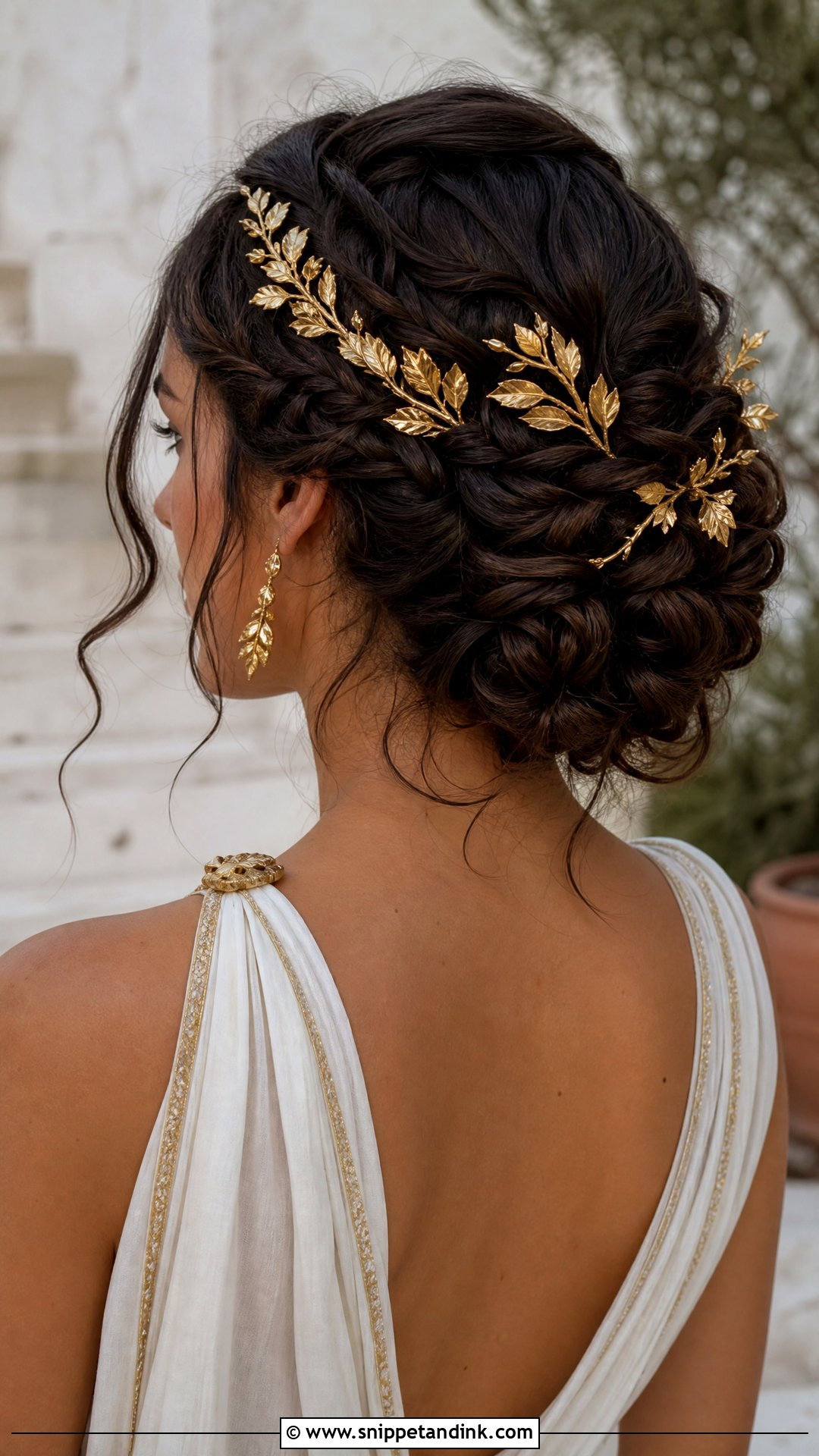 Gold Leaf Hair Clip With Braided Updo - Snippet and Ink - 20 Wedding Hair Clips Ideas